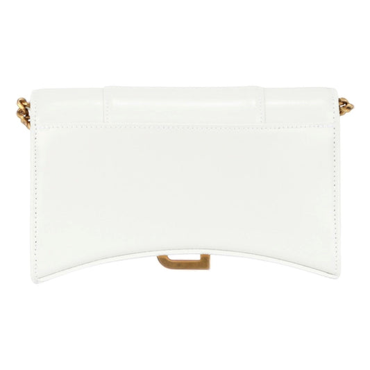 Balenciaga Hourglass White Smooth Calfskin Leather Wallet on Chain Crossbody Bag -   Shop Bags LLC 