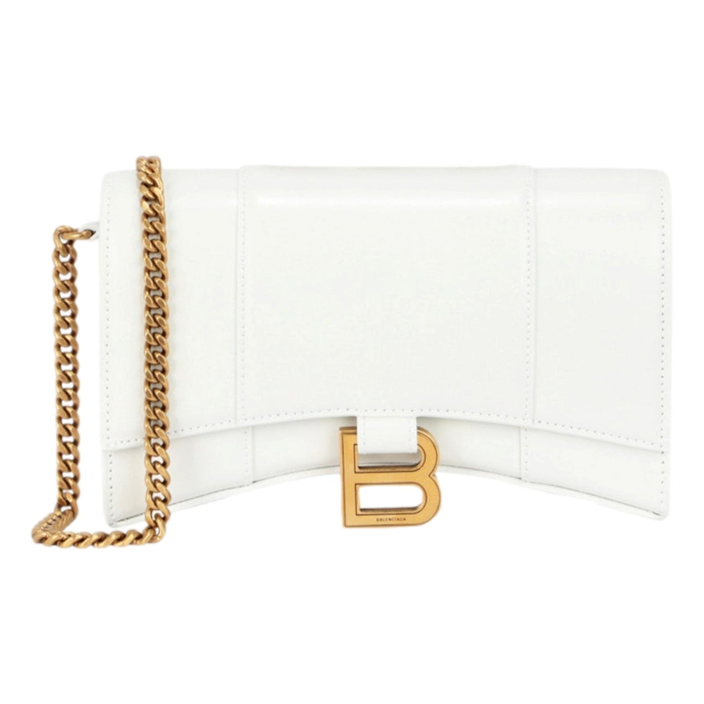 Balenciaga Hourglass White Smooth Calfskin Leather Wallet on Chain Crossbody Bag -   Shop Bags LLC 