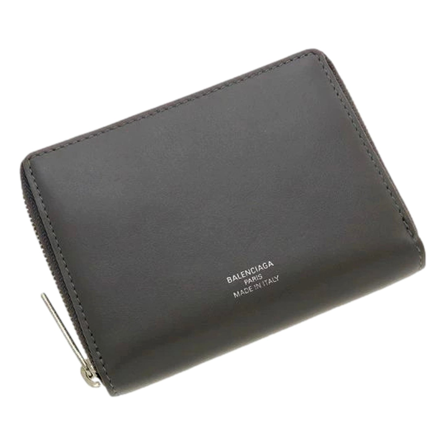 Balenciaga Leather Zip Around Coin Case Wallet - Elegant Gray Design -   Shop Bags LLC 