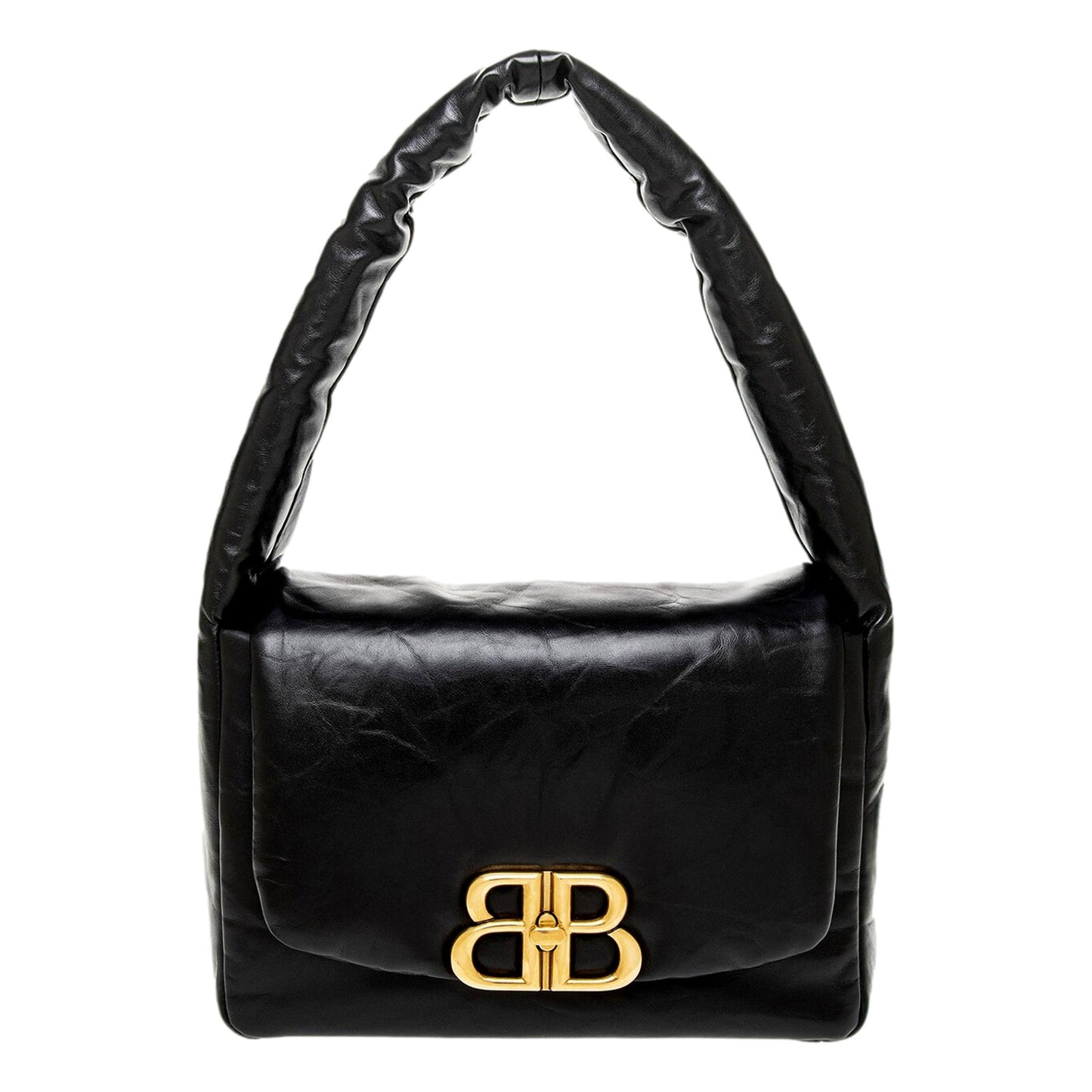 Balenciaga Monaco Soft Nappa Leather Shoulder Bag Black -   Shop Bags LLC 