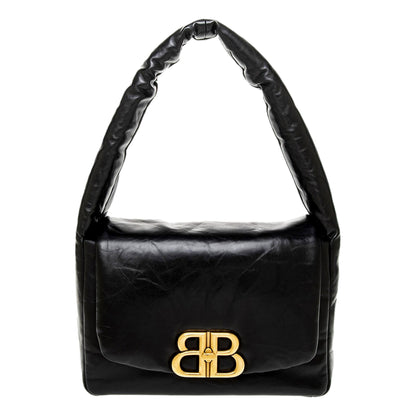 Balenciaga Monaco Soft Nappa Leather Shoulder Bag Black -   Shop Bags LLC 