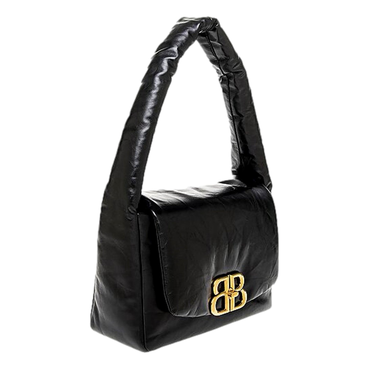 Balenciaga Monaco Soft Nappa Leather Shoulder Bag Black -   Shop Bags LLC 