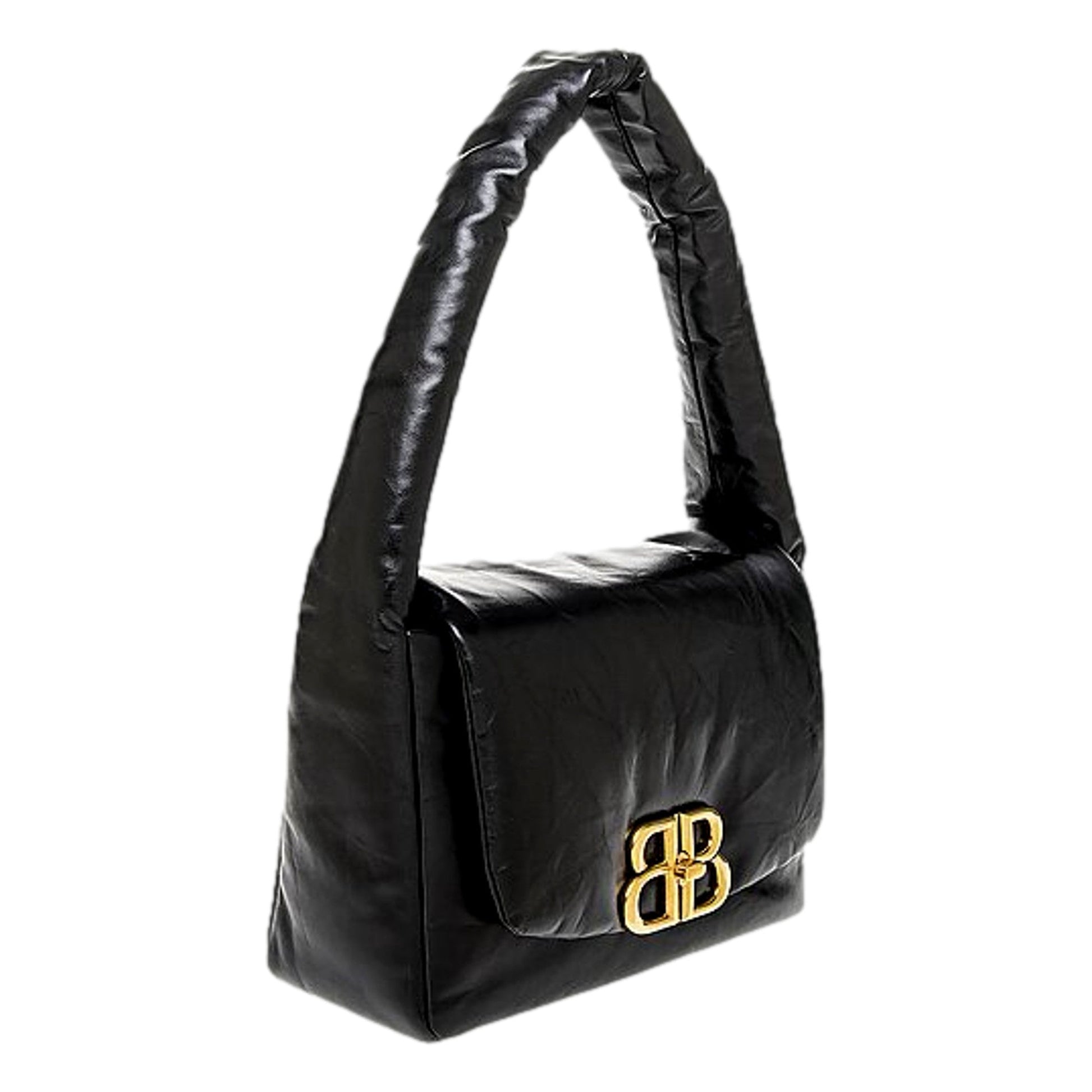 Balenciaga Monaco Soft Nappa Leather Shoulder Bag Black -   Shop Bags LLC 