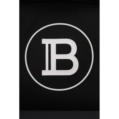 Balmain B-Back Logo Backpack - Sleek Black Nylon & White Accents -   Shop Bags LLC