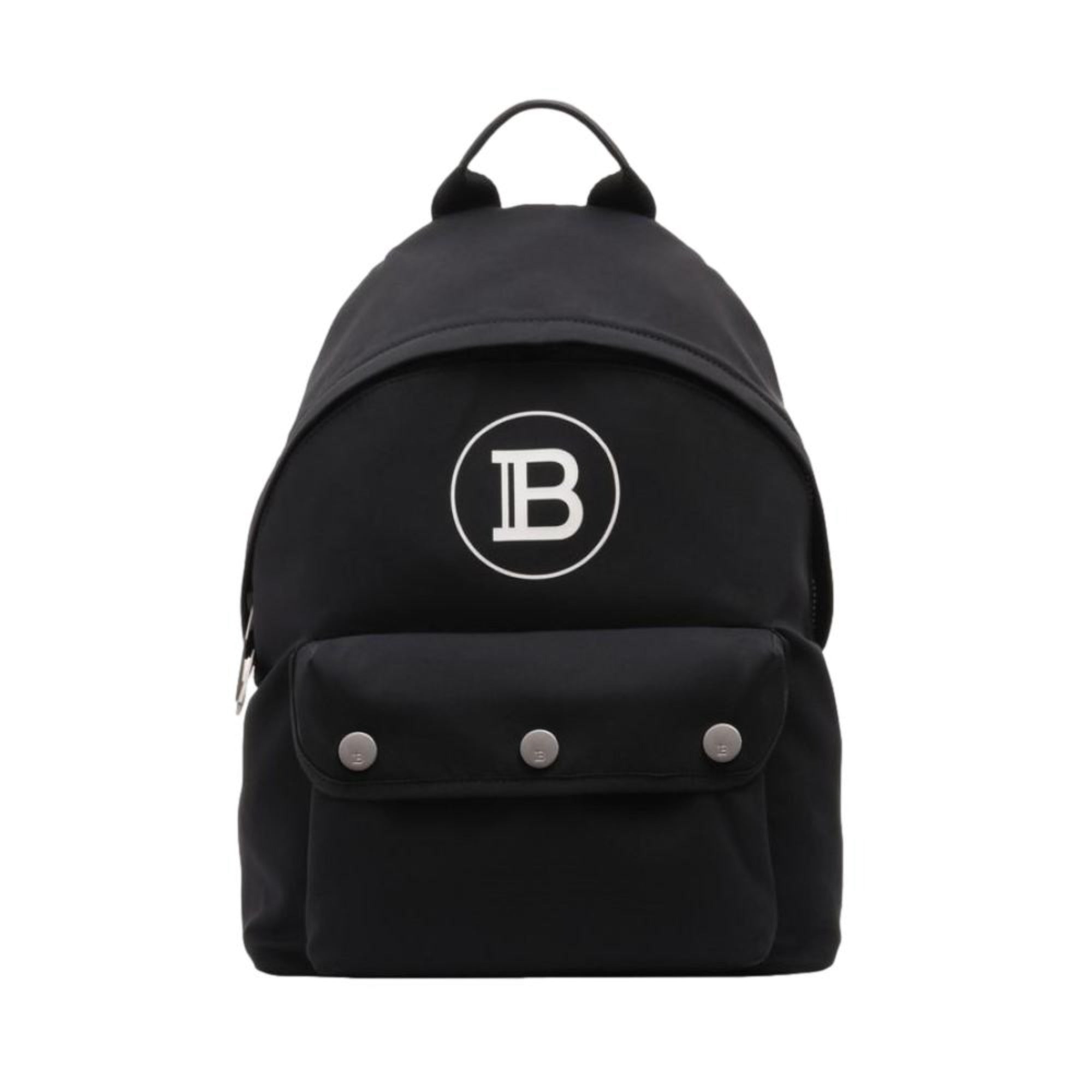 Balmain B-Back Logo Backpack - Sleek Black Nylon & White Accents -   Shop Bags LLC