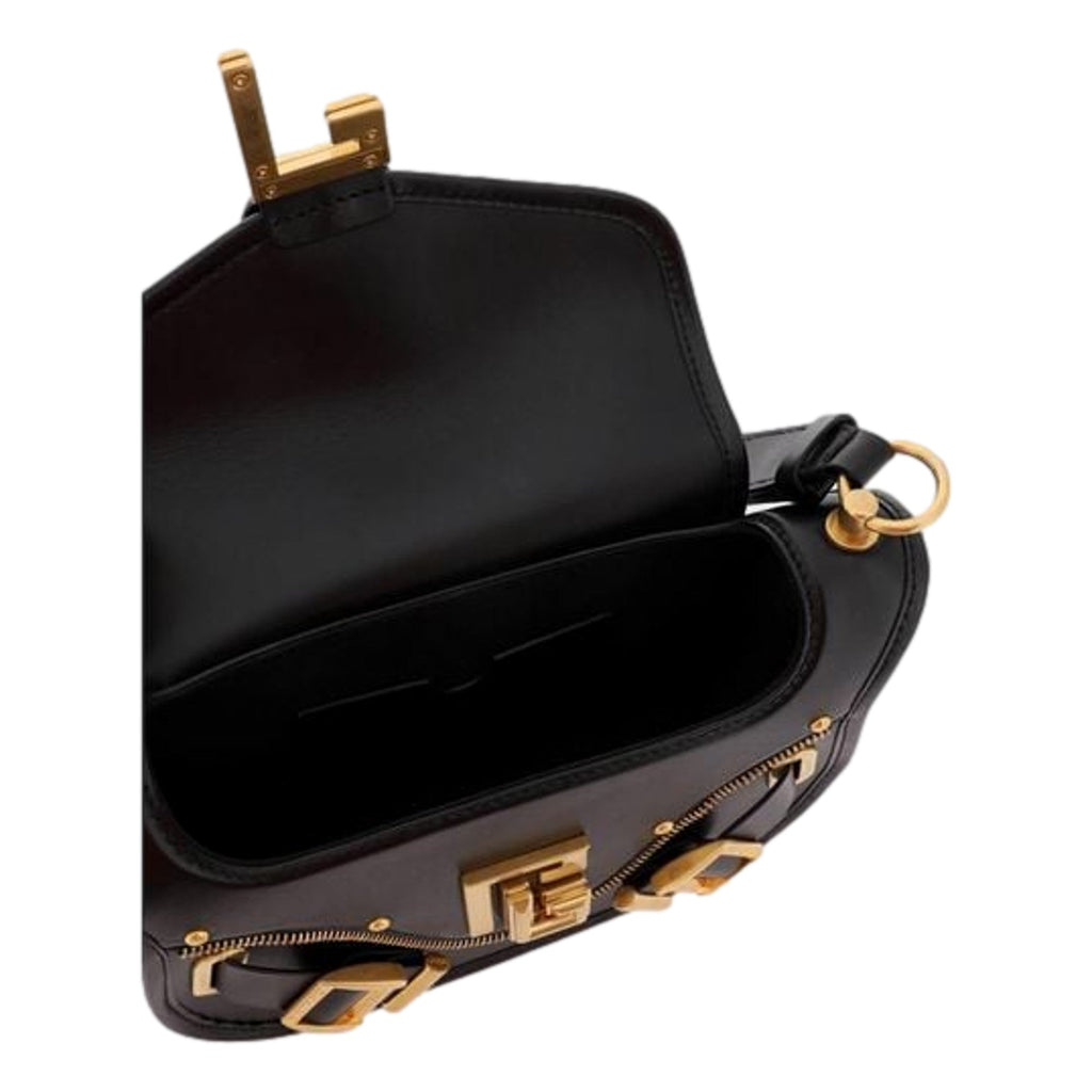 Balmain Blaze Medium Flap Shoulder Bag – Elegant Black Leather Design -   Shop Bags 