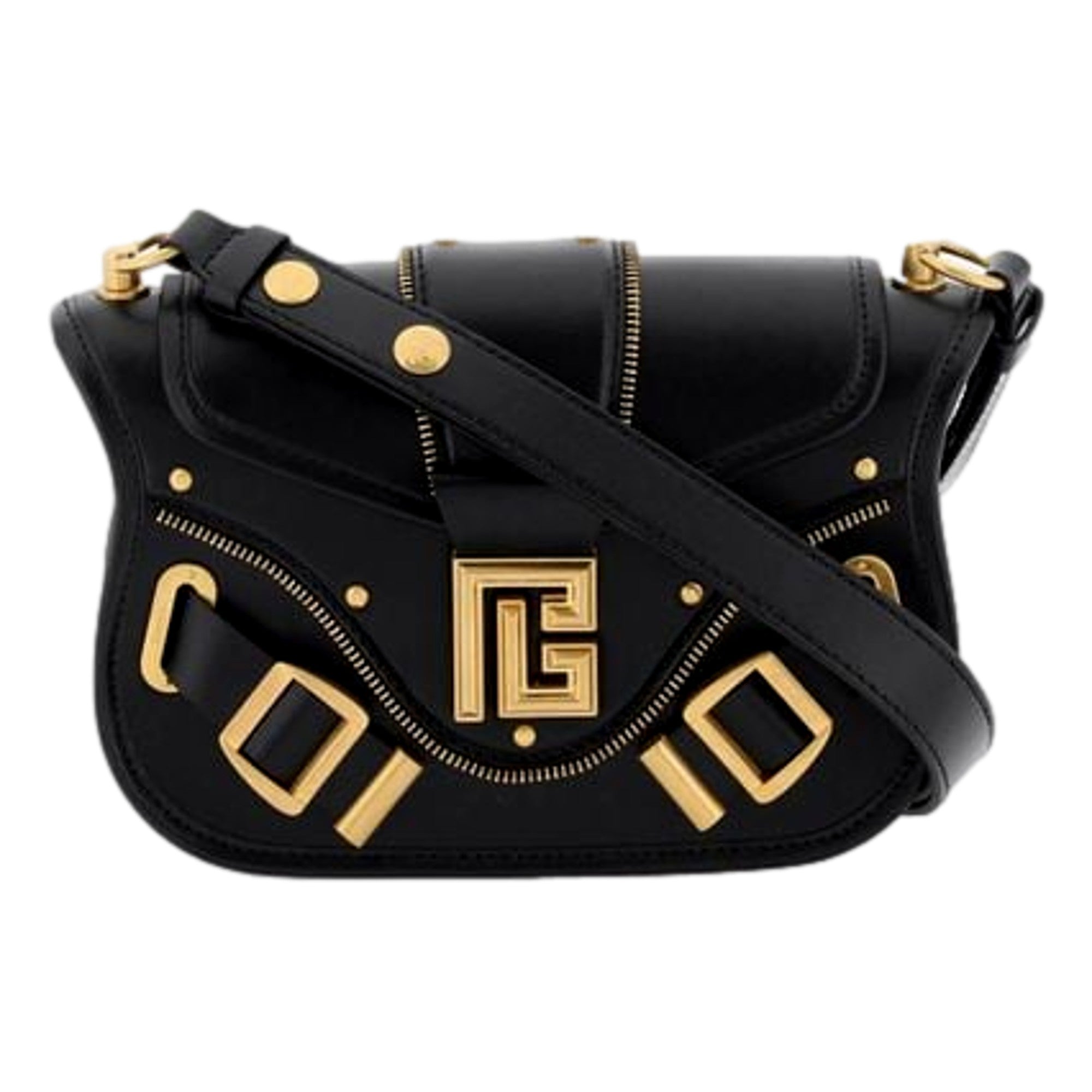 Balmain Blaze Medium Flap Shoulder Bag – Elegant Black Leather Design -   Shop Bags 