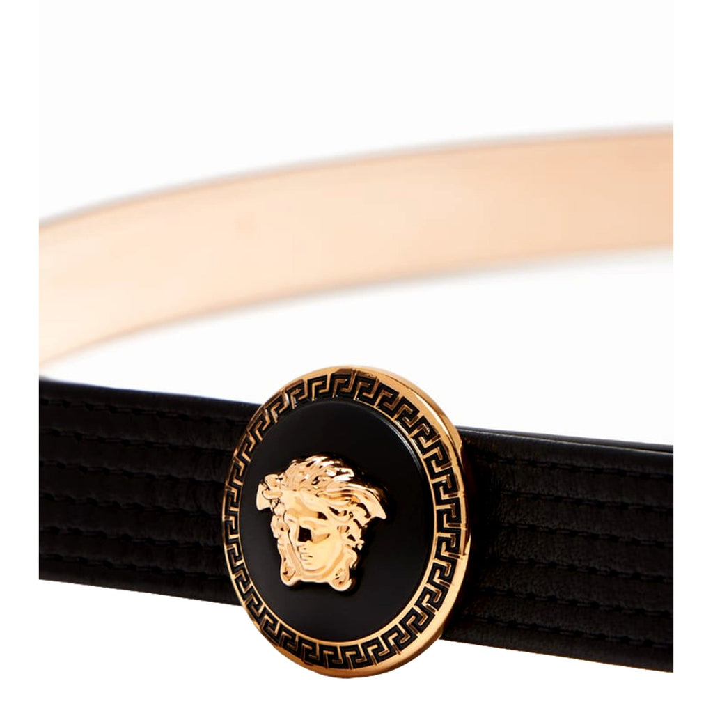 Black Leather Bow Belt 85/34 - Versace Enameled Logo & Luxe Design -   Shop Bags LLC