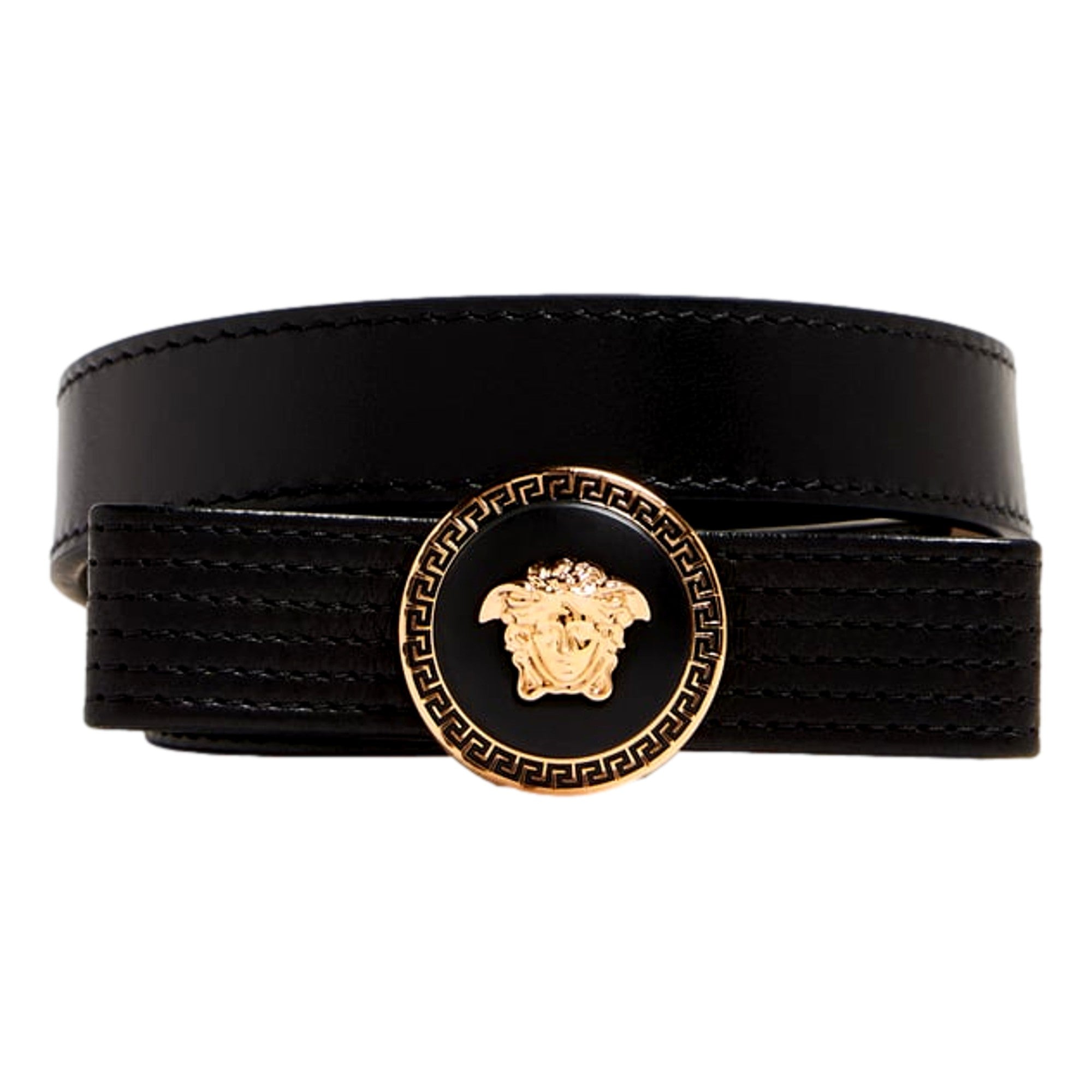 Black Leather Bow Belt 85/34 - Versace Enameled Logo & Luxe Design -   Shop Bags LLC