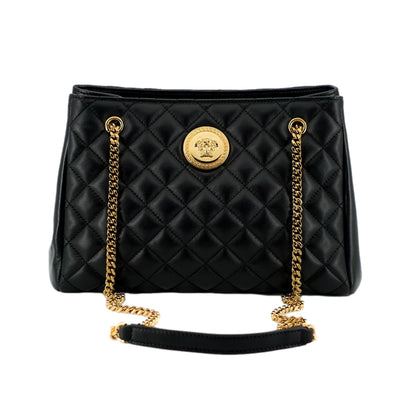 Black Leather Large Tote Bag – Versace Medusa Quilted Sophistication -   Shop Bags LLC 