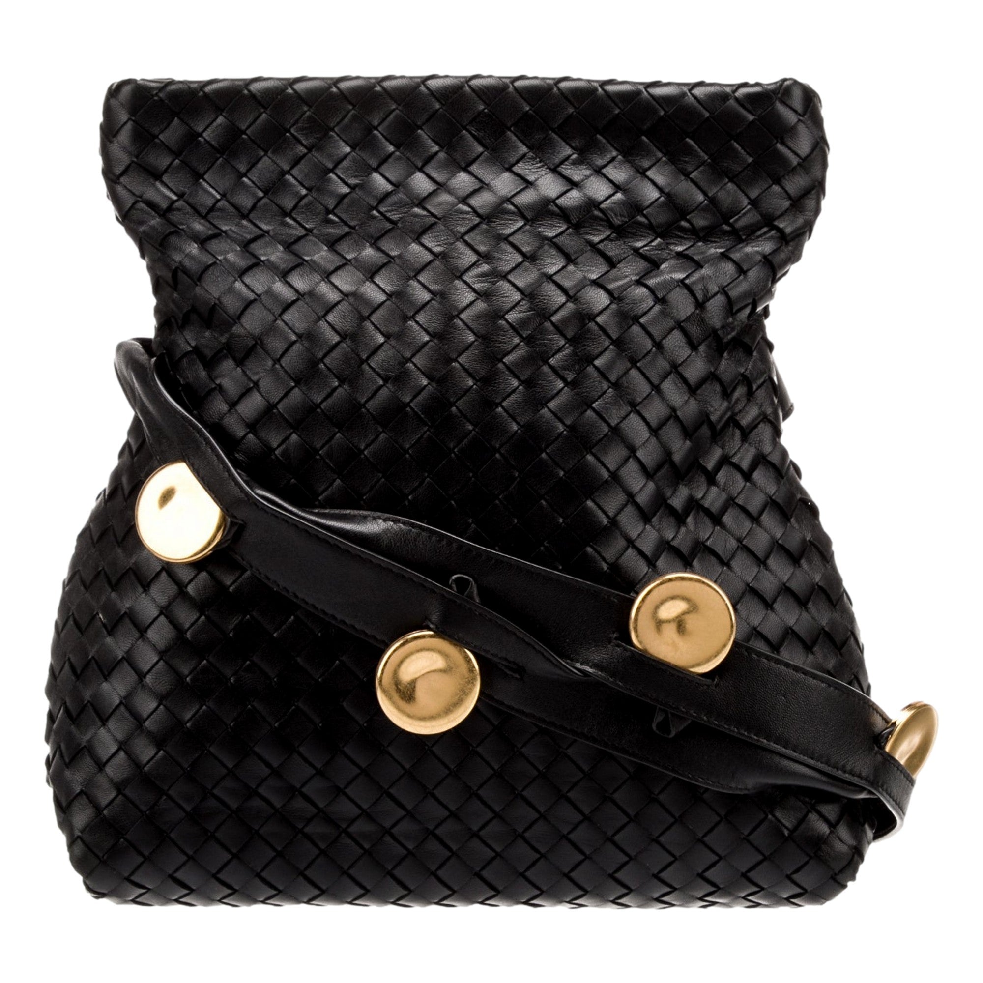 Bottega Veneta Intrecciato Olimpia Black Leather Shoulder Bag