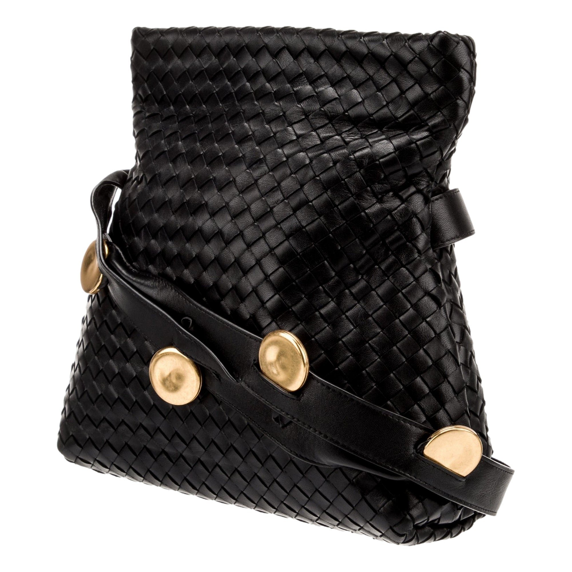 Bottega Veneta Intrecciato Olimpia Black Leather Shoulder Bag