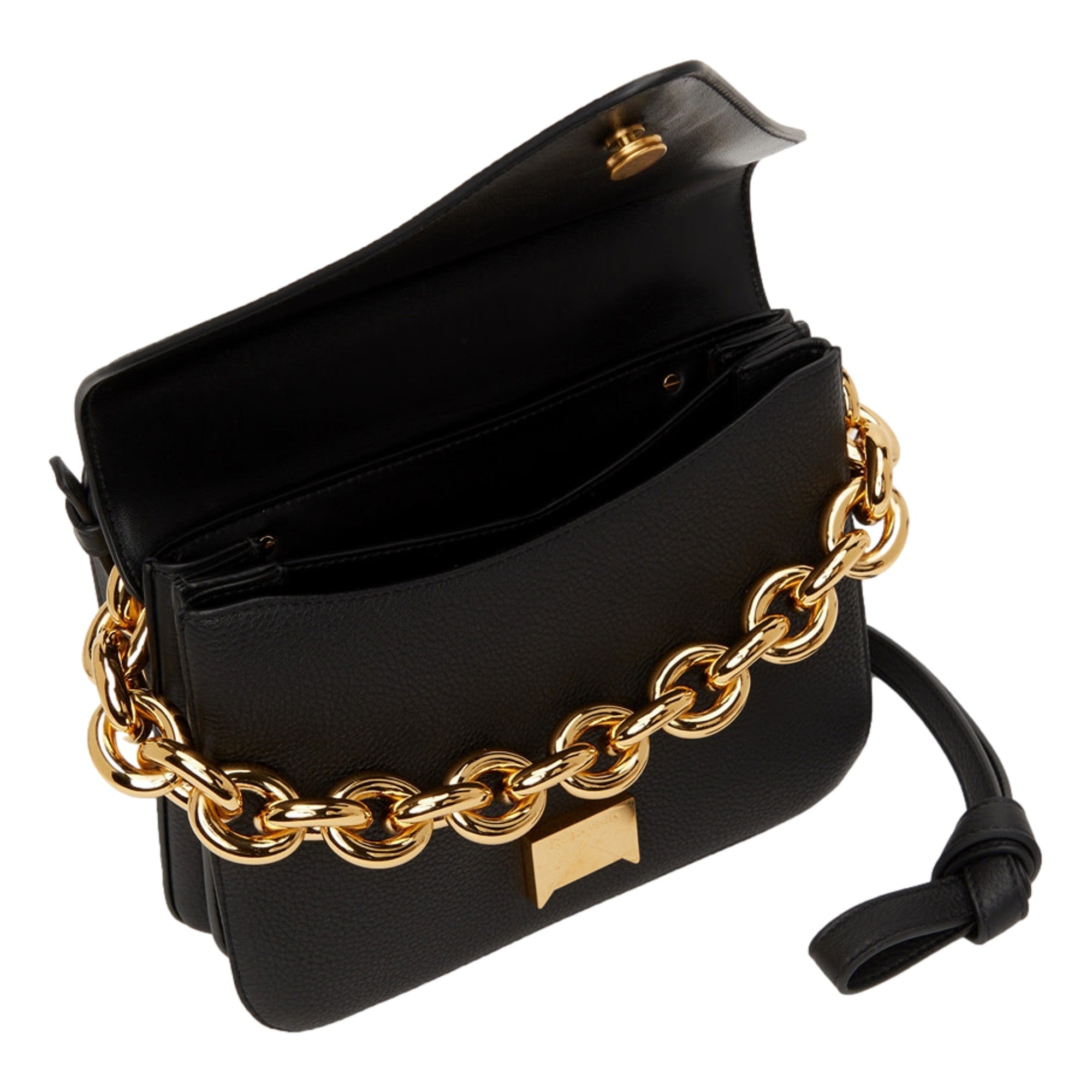 Black Calfskin Crossbody Bag - Bottega Veneta Minimalist Luxury