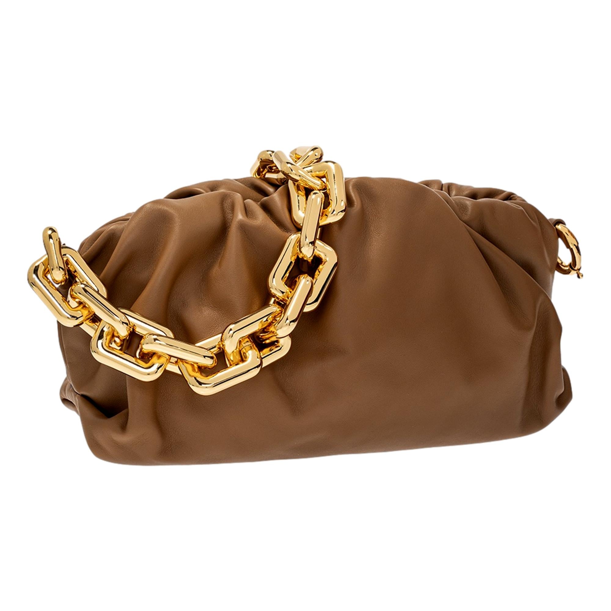 Bottega Veneta Chain Pouch - Luxe Brown Leather Shoulder Bag -   Shop Bags 