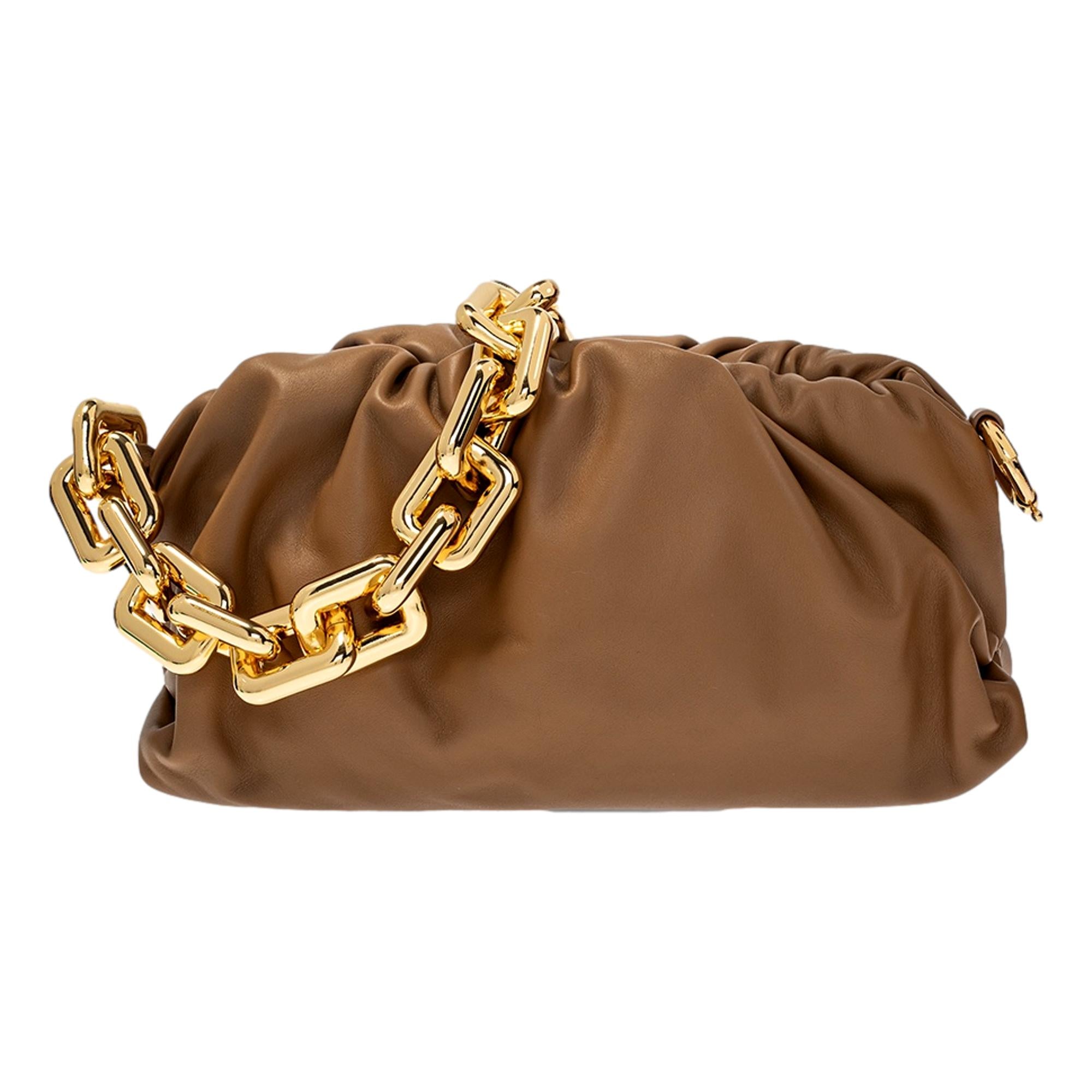 Bottega Veneta Chain Pouch - Luxe Brown Leather Shoulder Bag -   Shop Bags 