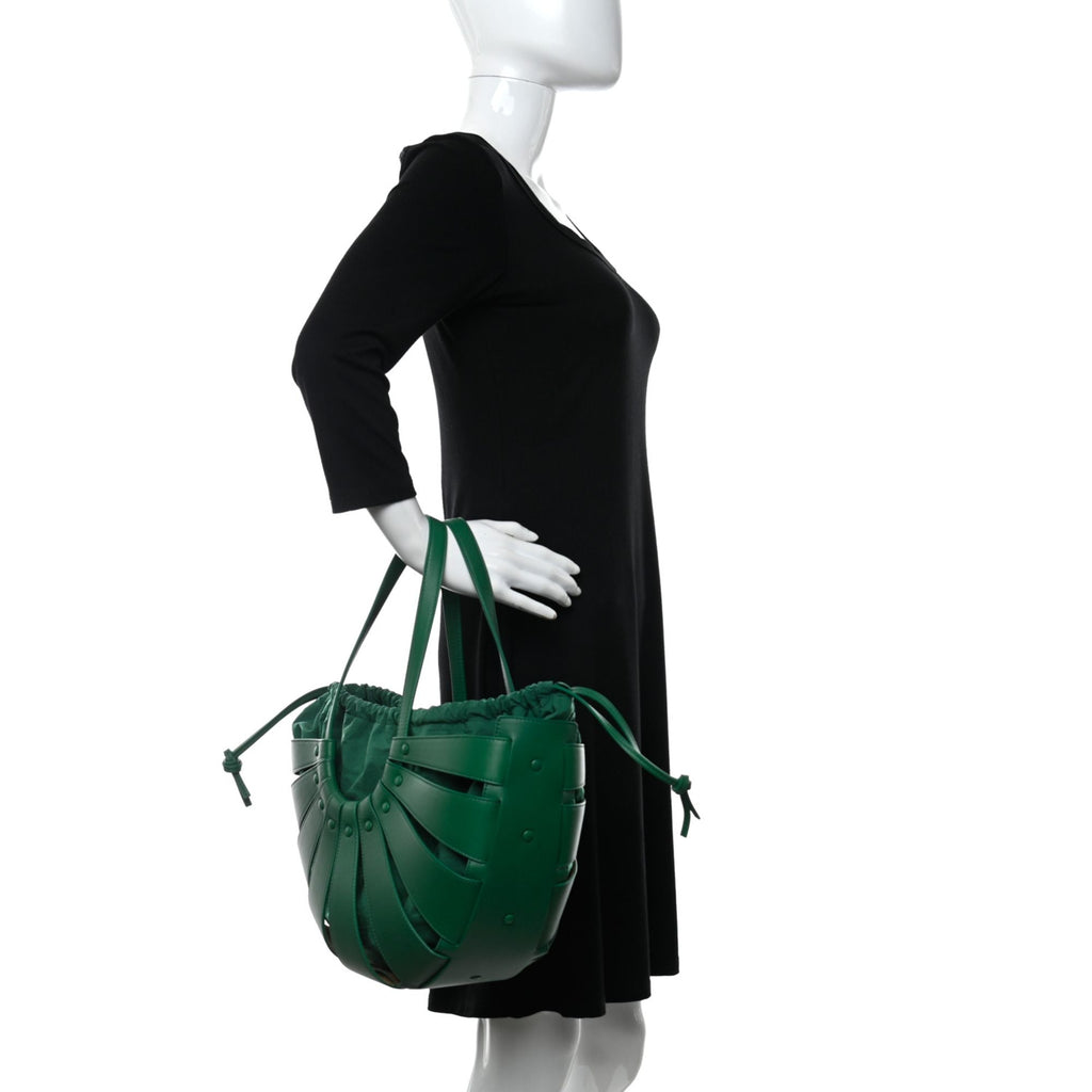 Bottega Veneta Shell Bag - Luxurious Racing Green Calfskin Elegance -  