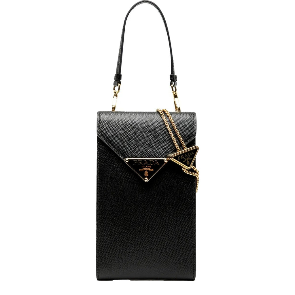 Chain Strap Mini Bag Handbags - Prada Saffiano Lux Black Elegance -   Shop Bags LLC