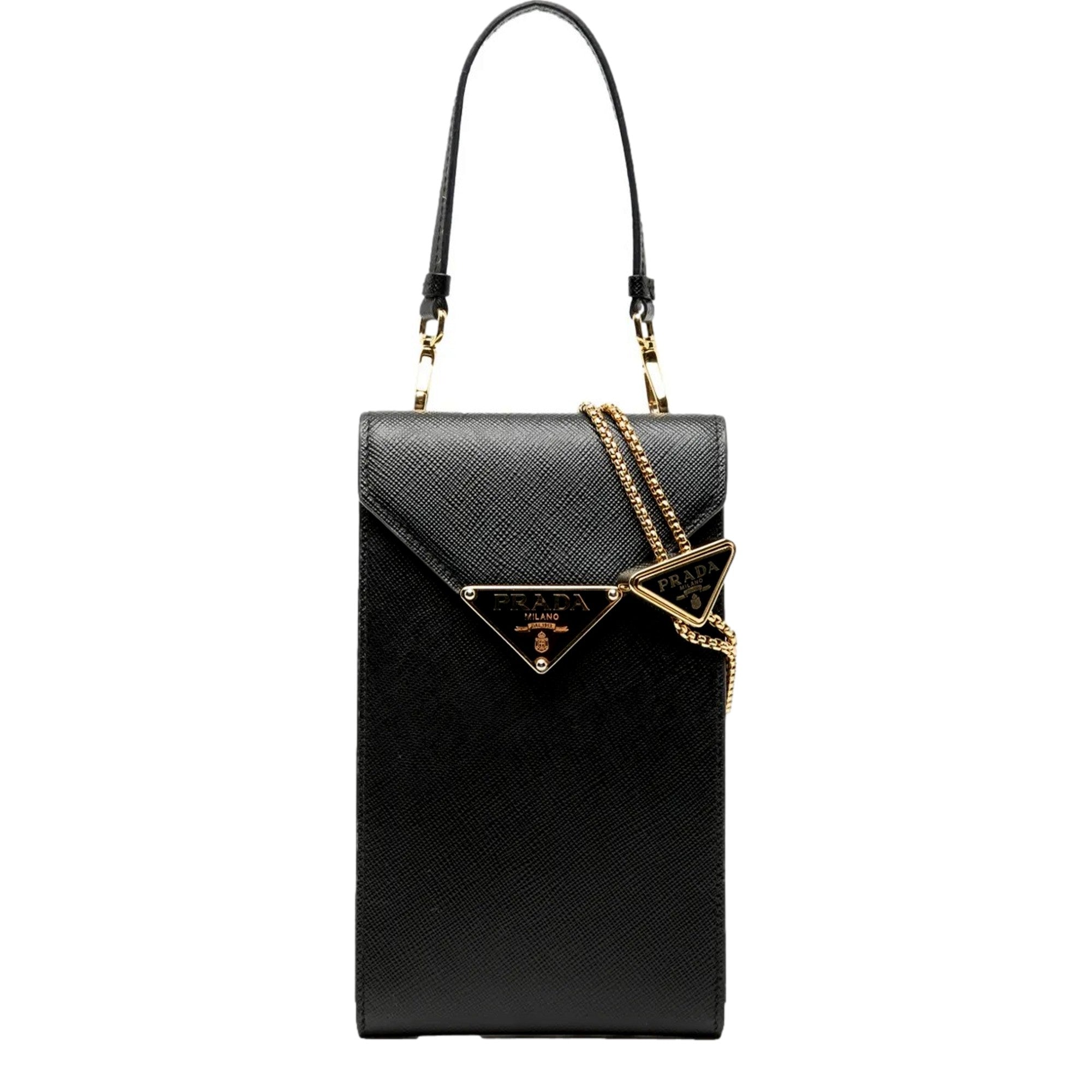 Chain Strap Mini Bag Handbags - Prada Saffiano Lux Black Elegance -   Shop Bags LLC