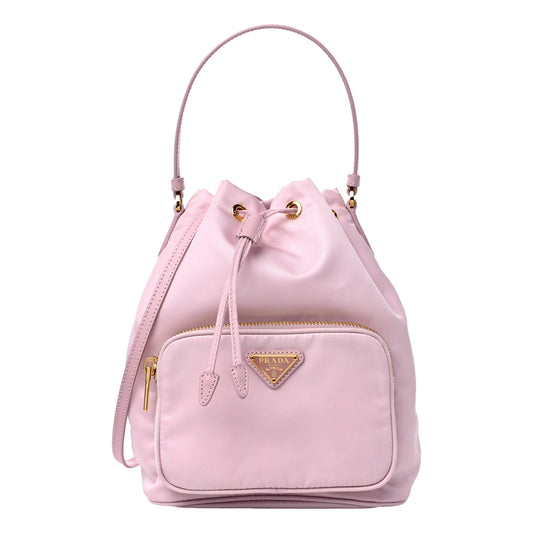Chic & Sustainable: Prada Pink Re-Nylon Bucket Crossbody Bag -   Shop Bags LLC