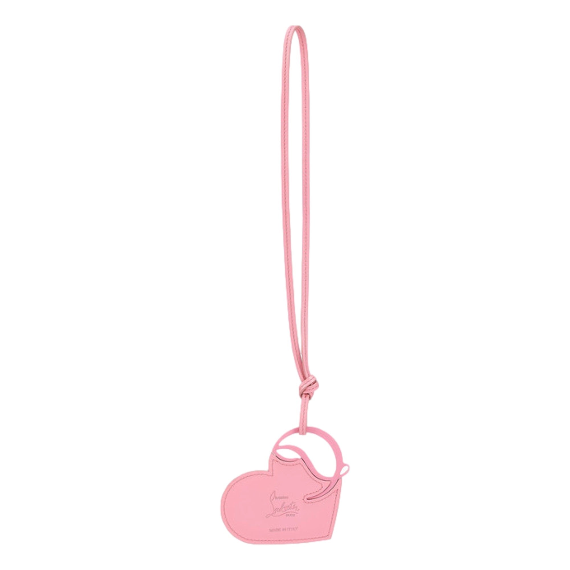 Christian Louboutin Calipso Pink Leather Heart Charm Keychain -   Shop Bags LLC