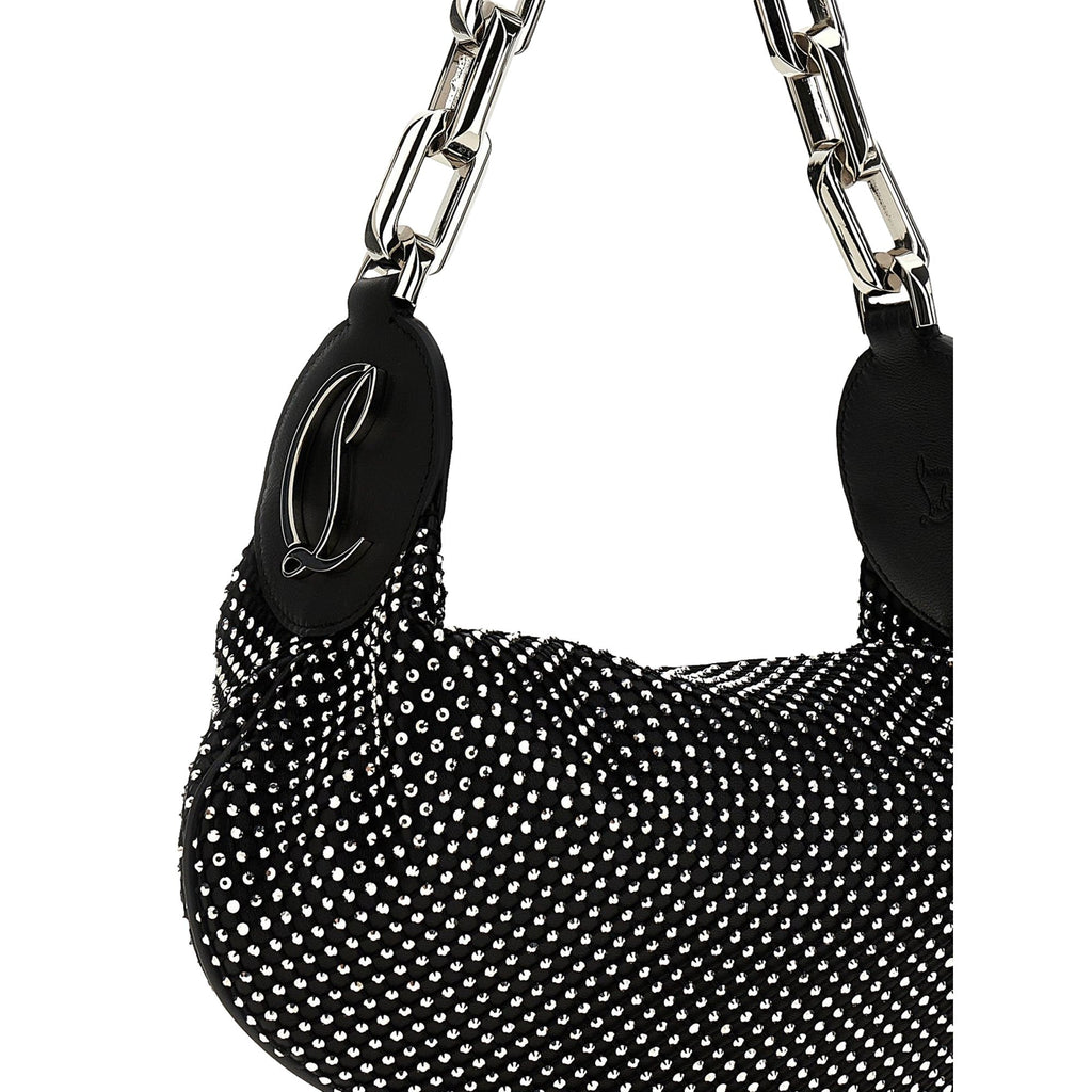 Christian Louboutin Le 54: Black Crystal Studded Shoulder Bag Luxury -   Shop Bags LLC