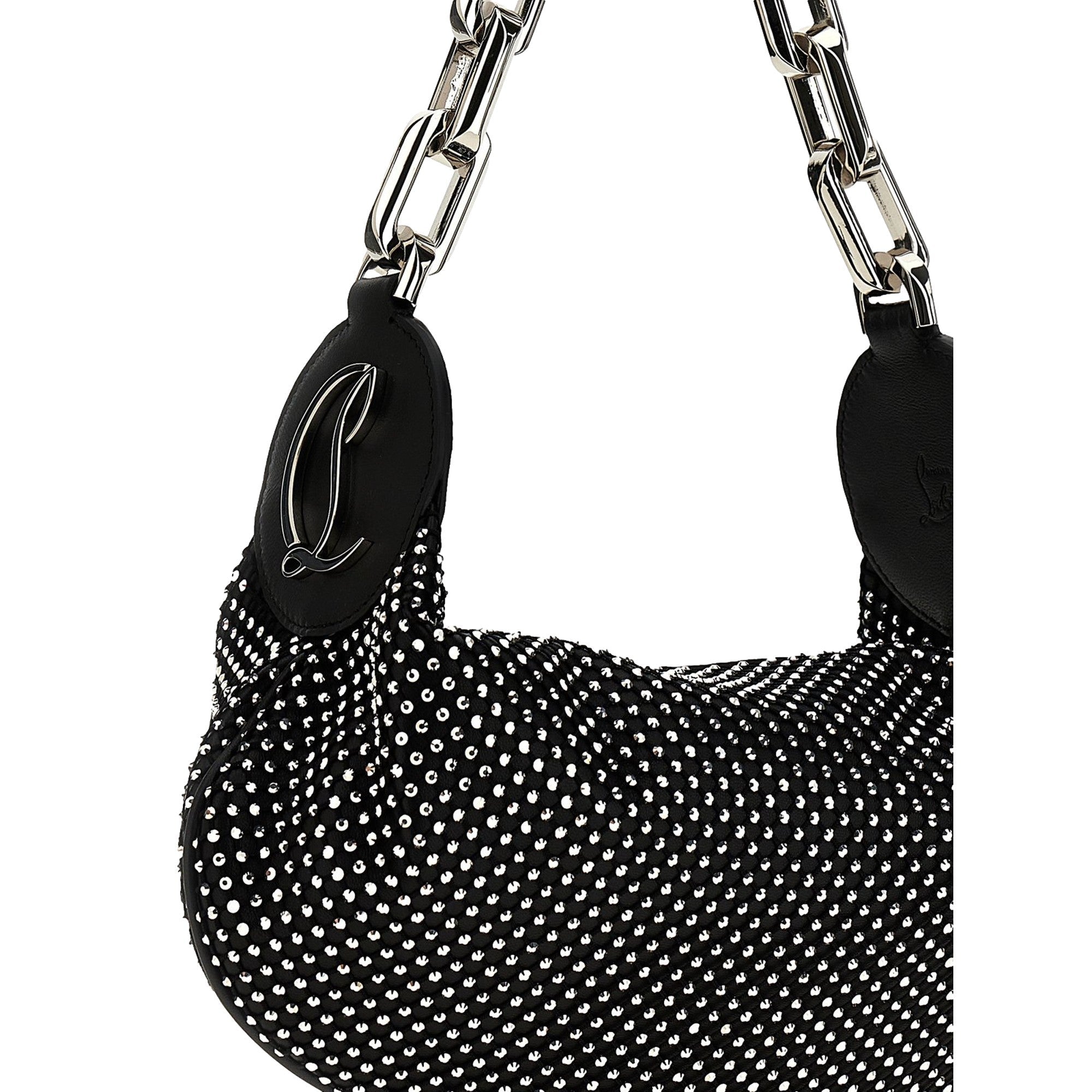 Christian Louboutin Le 54: Black Crystal Studded Shoulder Bag Luxury -   Shop Bags LLC