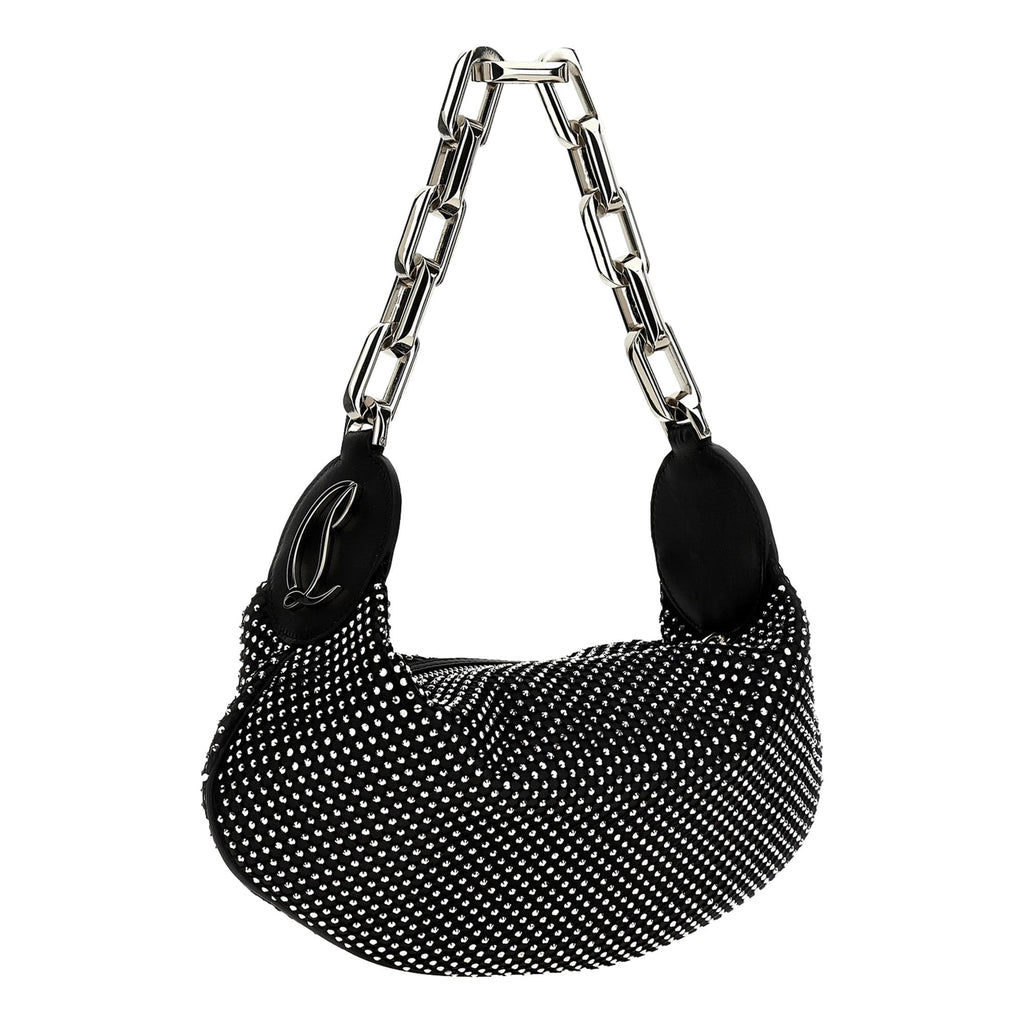 Christian Louboutin Le 54: Black Crystal Studded Shoulder Bag Luxury -   Shop Bags LLC