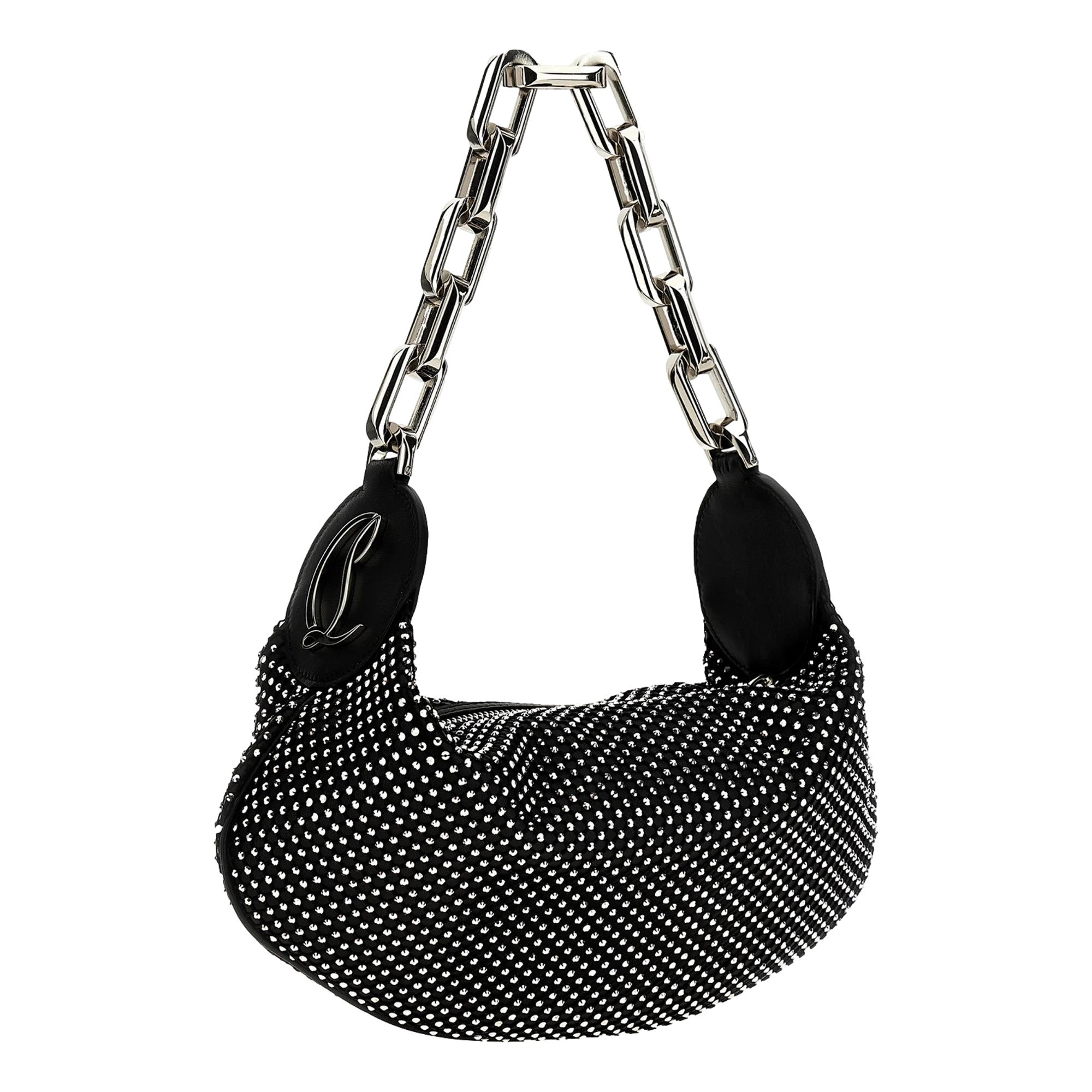 Christian Louboutin Le 54: Black Crystal Studded Shoulder Bag Luxury -   Shop Bags LLC