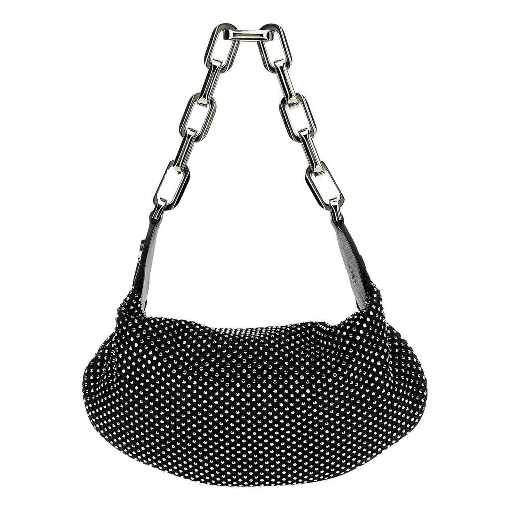 Christian Louboutin Le 54: Black Crystal Studded Shoulder Bag Luxury -   Shop Bags LLC