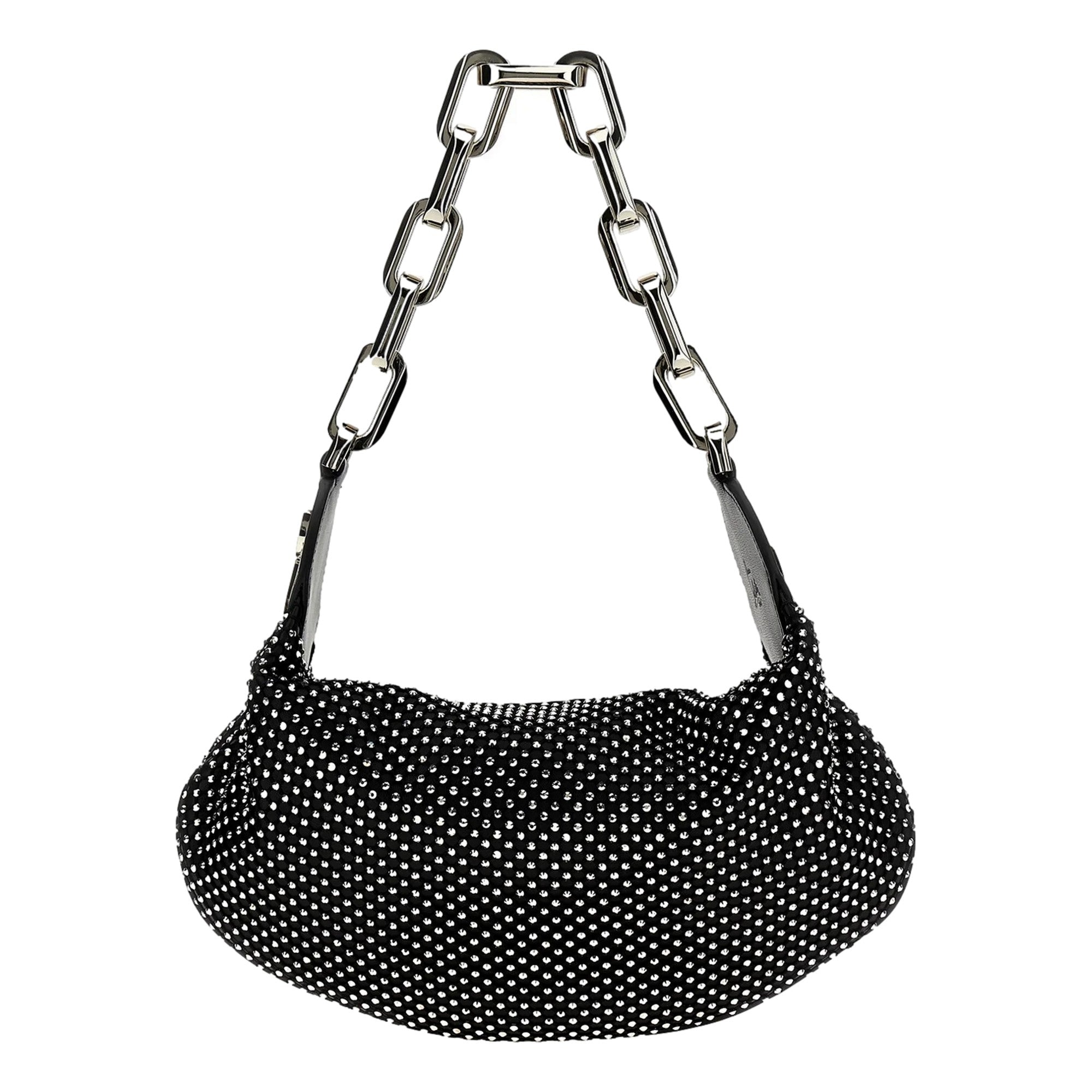 Christian Louboutin Le 54: Black Crystal Studded Shoulder Bag Luxury -   Shop Bags LLC