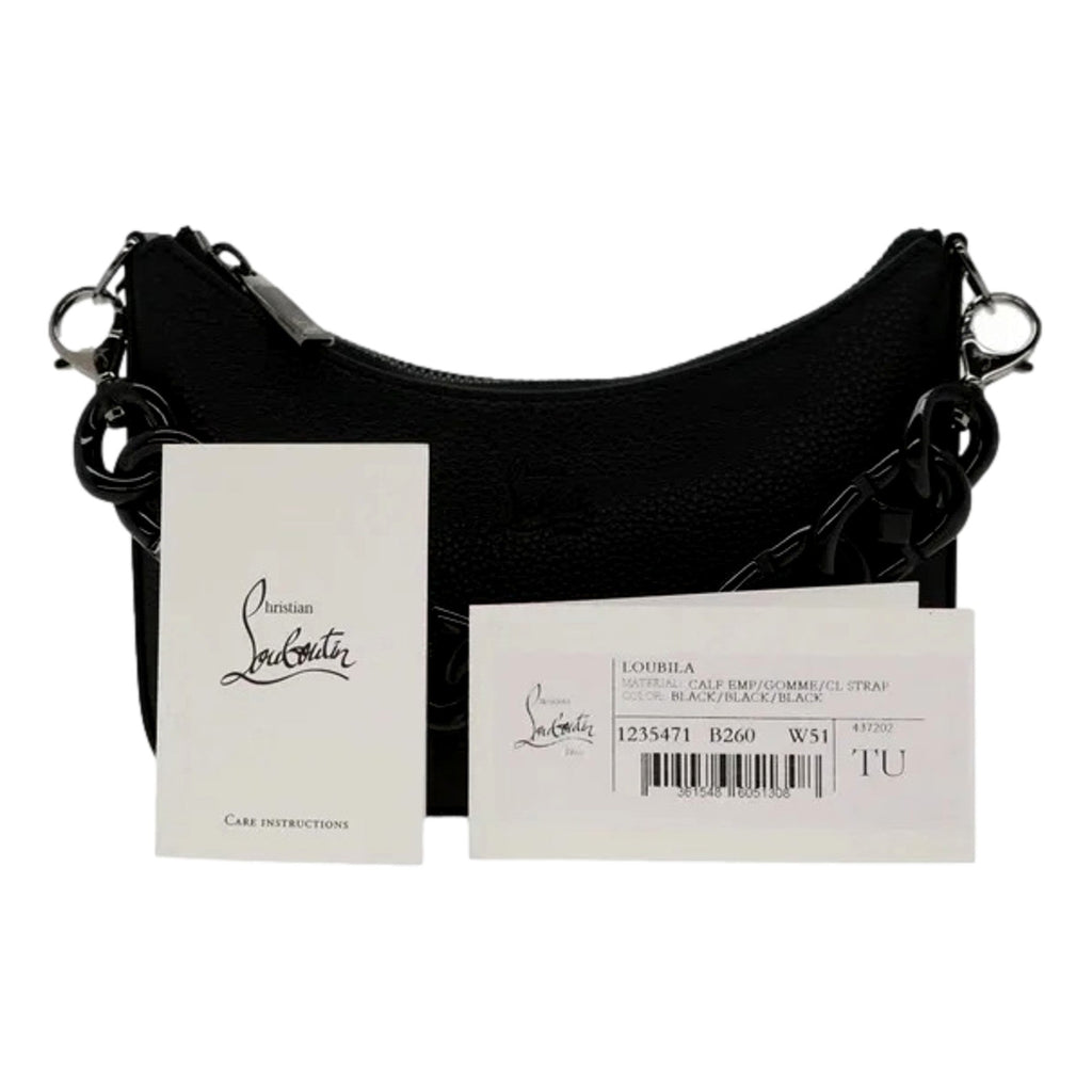Christian Louboutin Loubila Black Leather Mini Bag - Chain Strap Charm -   Shop Bags LLC