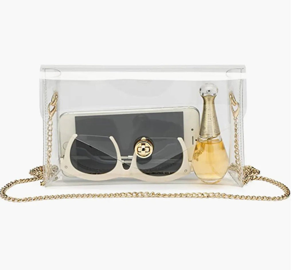 Clear Crossbody Clutch Bag -  