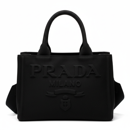 Elegant Black Canvas Tote Handbag | Prada Canapa Tote Handbag -   Shop Bags LLC 
