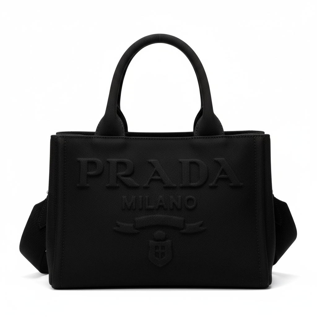 Elegant Black Canvas Tote Handbag | Prada Canapa Tote Handbag -   Shop Bags LLC 