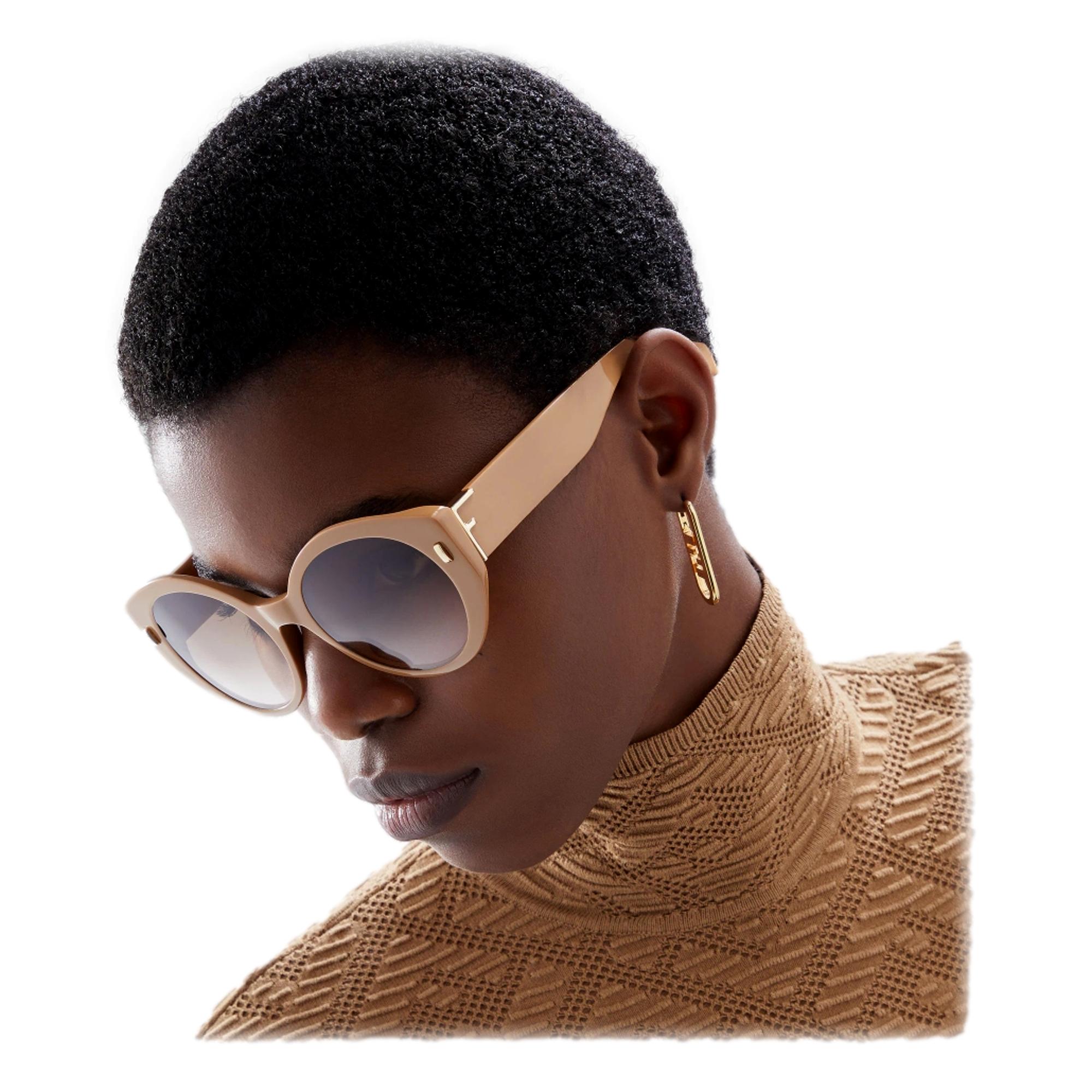 Elegant Round Frame Tinted Sunglasses by Fendi - Shop Now -   Shop Bags 