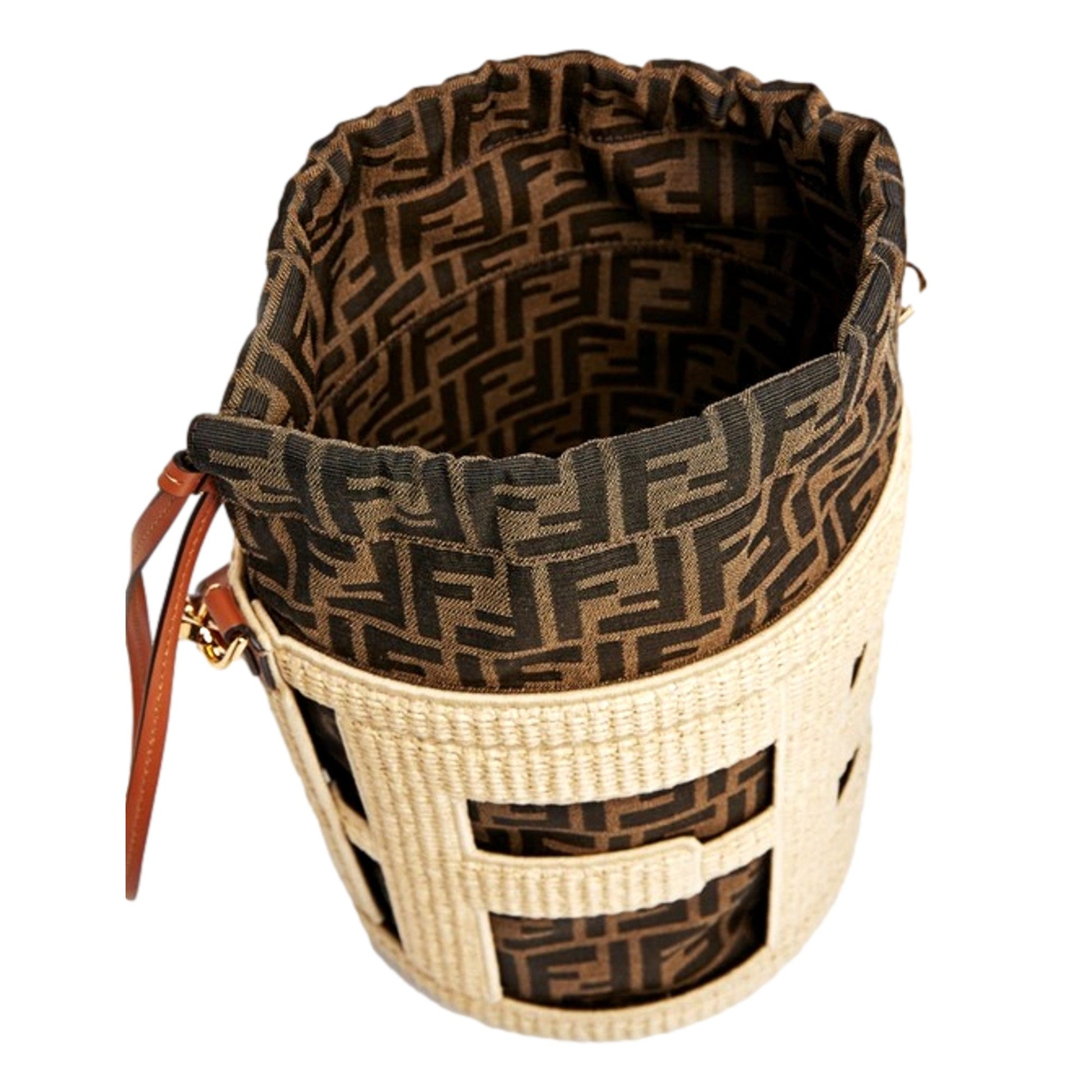 FENDI Mini Bucket Bag - Luxurious Canvas & Leather Iconic FF Logo Bag -   Shop Bags LLC 