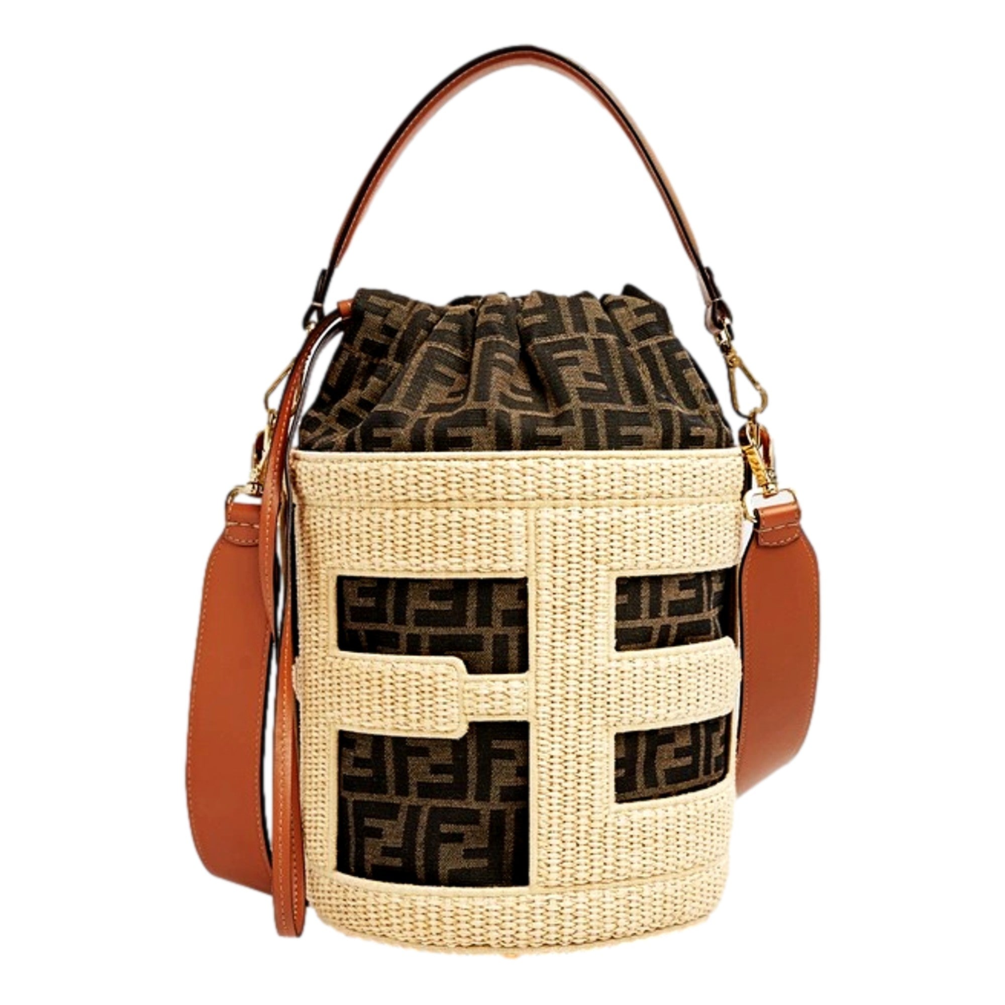 FENDI Mini Bucket Bag - Luxurious Canvas & Leather Iconic FF Logo Bag -   Shop Bags LLC 