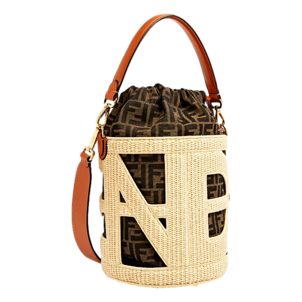 FENDI Mini Bucket Bag - Luxurious Canvas & Leather Iconic FF Logo Bag -   Shop Bags LLC 