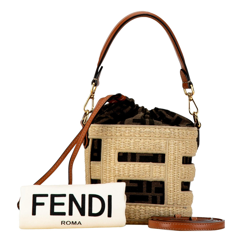 FENDI Mini Bucket Bag - Luxurious Canvas & Leather Iconic FF Logo Bag -   Shop Bags LLC 