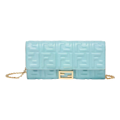 Fendi Baguette FF Lambskin Wallet - Luxurious Light Blue Crossbody -   Shop Bags LLC 
