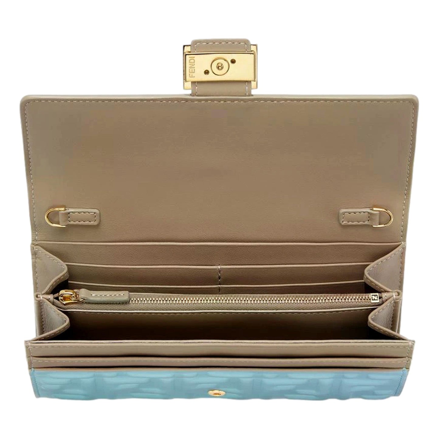 Fendi Baguette FF Lambskin Wallet - Luxurious Light Blue Crossbody -   Shop Bags LLC 