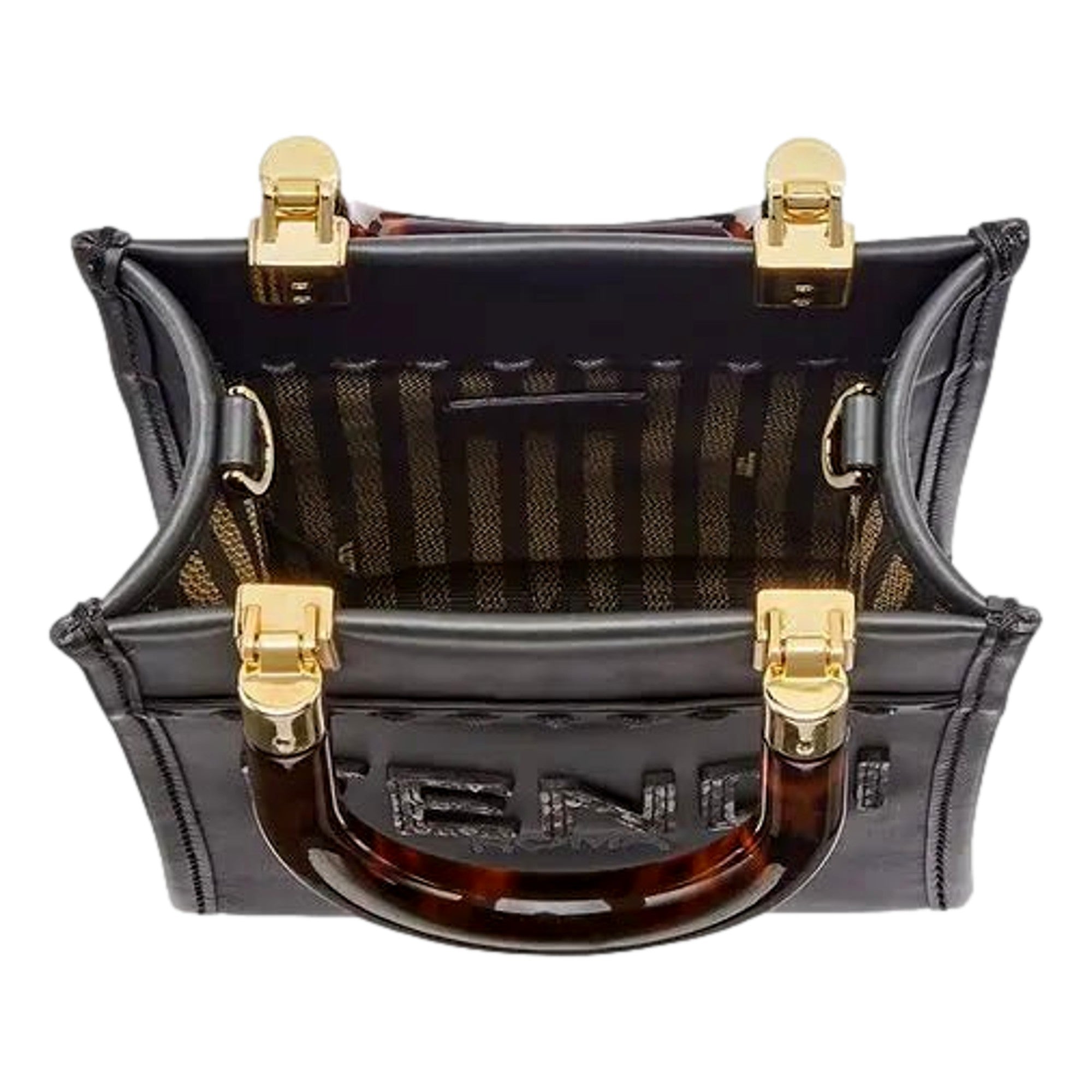 Fendi Black Calfskin Snake Print Mini Sunshine Shopper Tote Crossbody Bag -   Shop Bags LLC