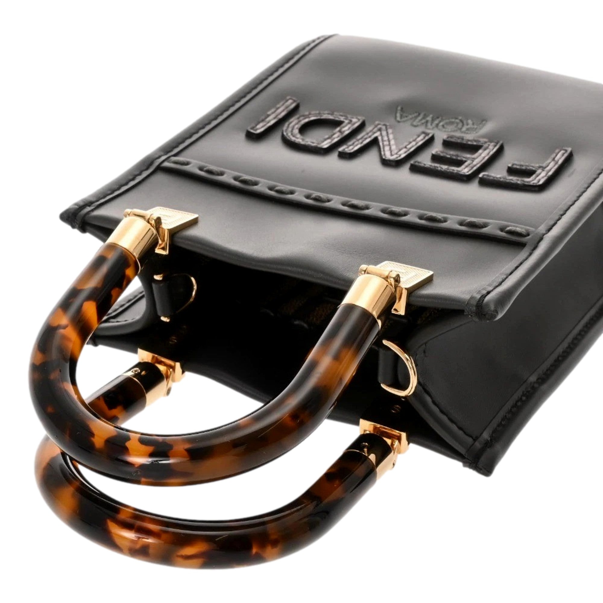 Fendi Black Calfskin Snake Print Mini Sunshine Shopper Tote Crossbody Bag -   Shop Bags LLC