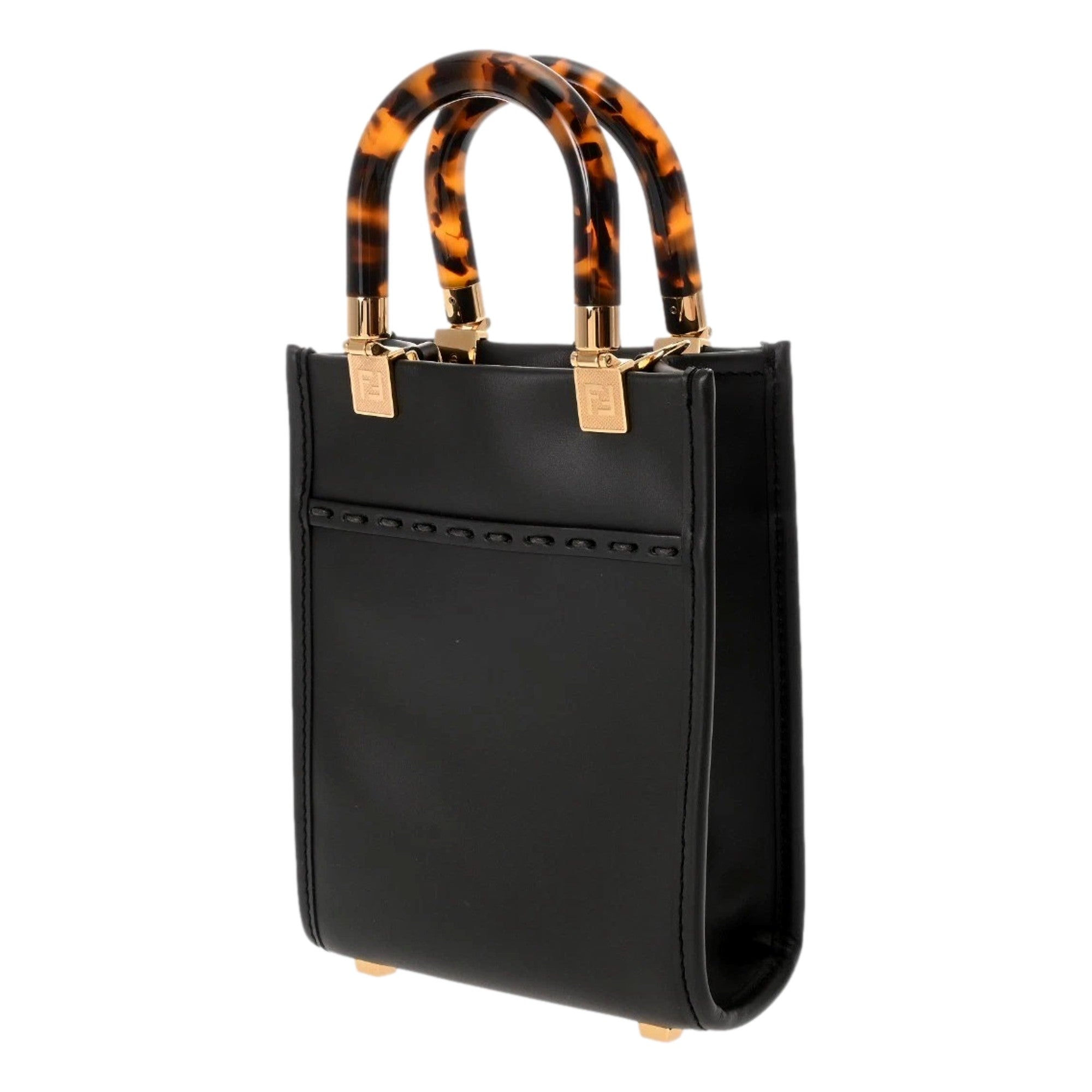 Fendi Black Calfskin Snake Print Mini Sunshine Shopper Tote Crossbody Bag -   Shop Bags LLC