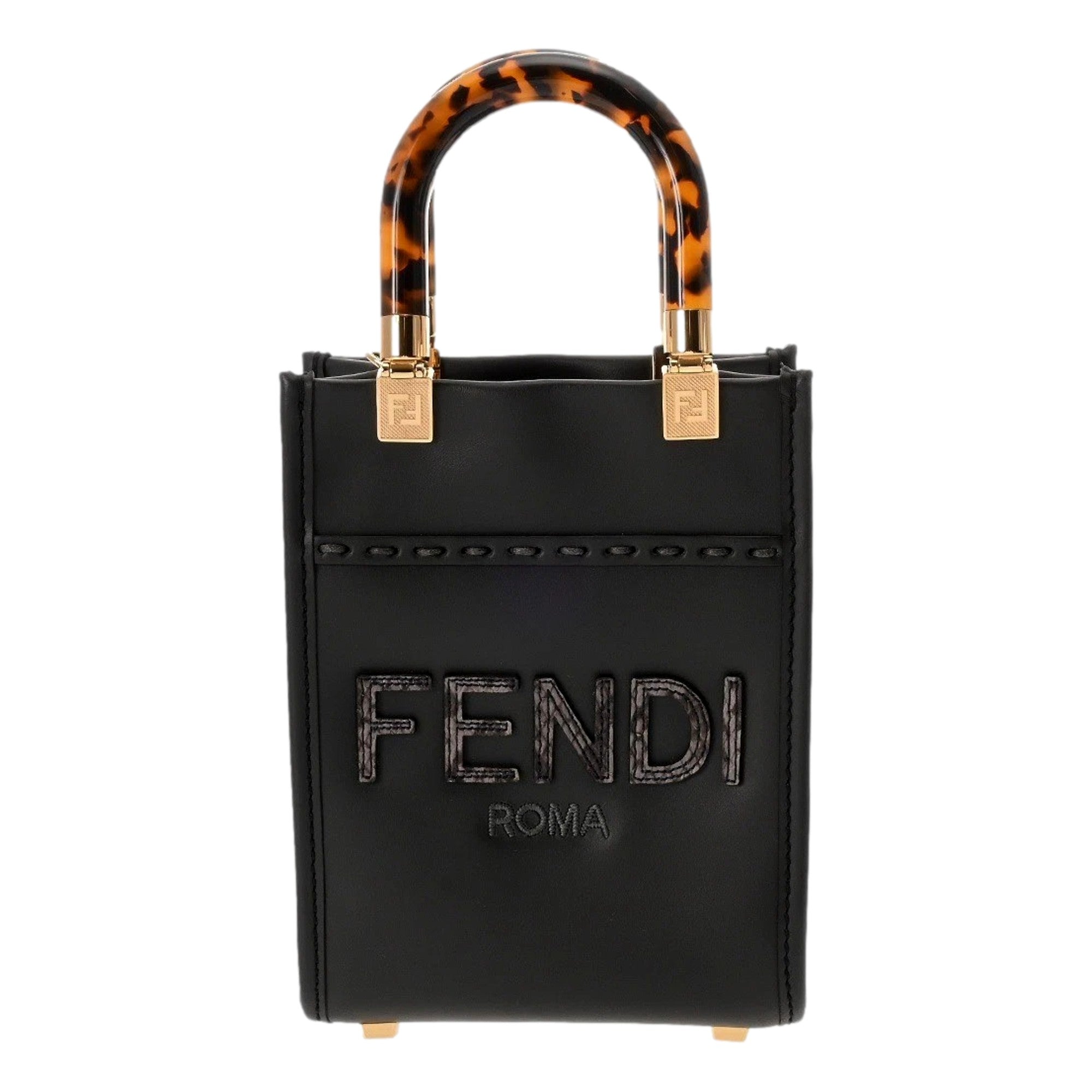 Fendi Black Calfskin Snake Print Mini Sunshine Shopper Tote Crossbody Bag -   Shop Bags LLC