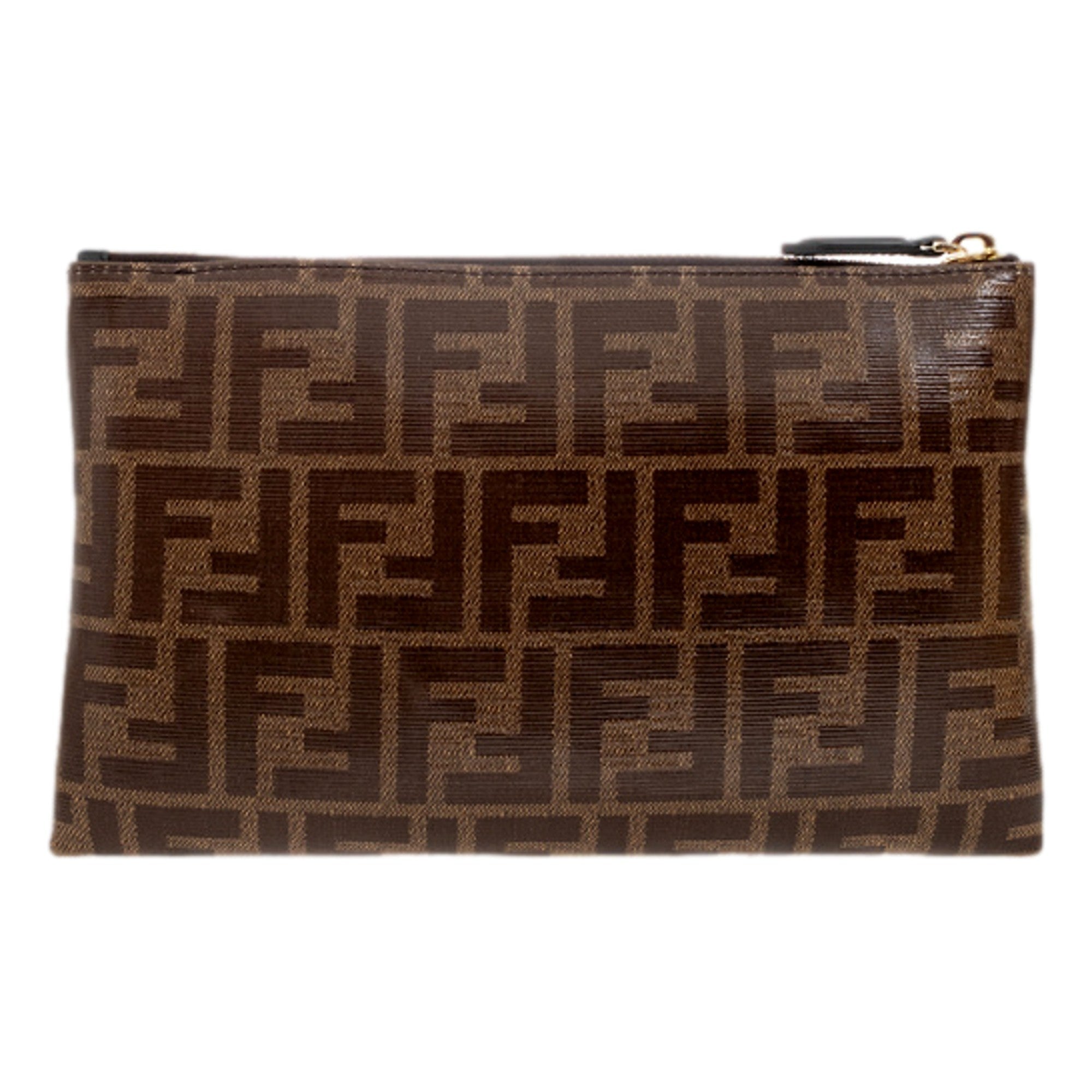 Fendi Canvas Flat Zipper Pouch Clutch - Timeless Zucca Design -   Shop Bags LLC