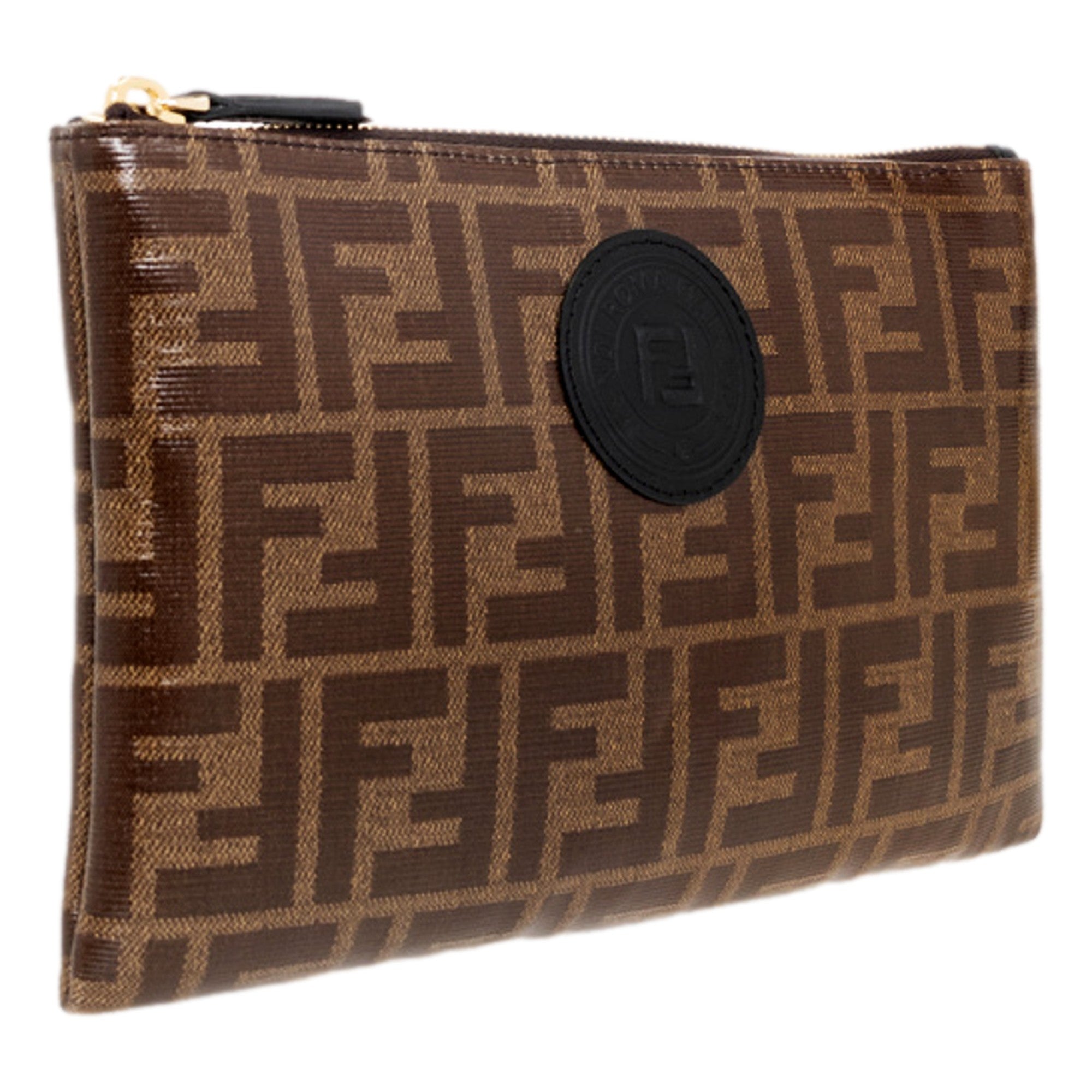 Fendi Canvas Flat Zipper Pouch Clutch - Timeless Zucca Design -   Shop Bags LLC