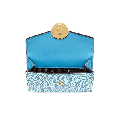 Fendi Cyber Blue Trifold Wallet - Stylish & Compact Leather Accessory -  