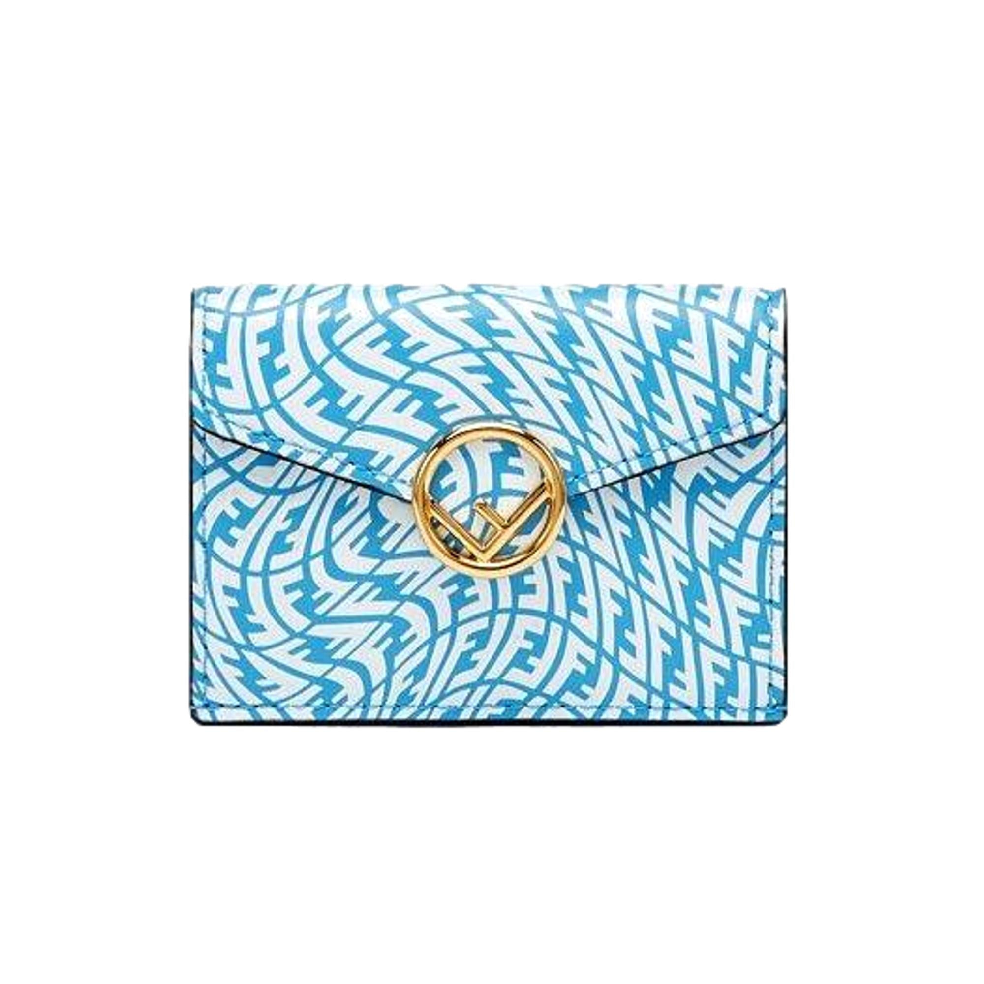Fendi Cyber Blue Trifold Wallet - Stylish & Compact Leather Accessory -  