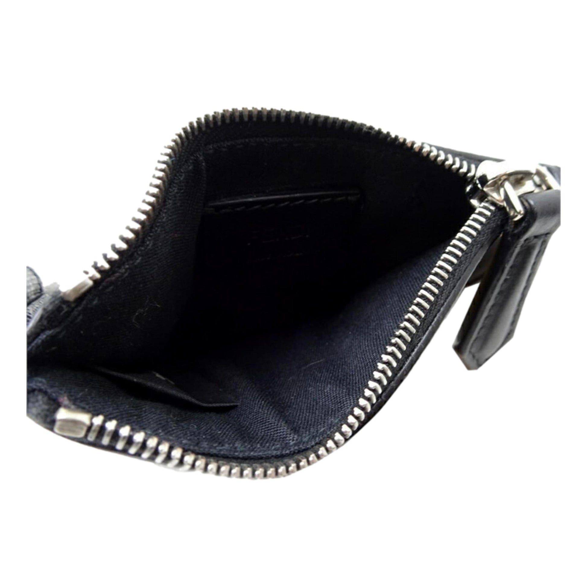 Fendi Diagonal Black Sunflower Yellow Calf Leather Coincase Keychain Wallet -   Shop Bags LLC